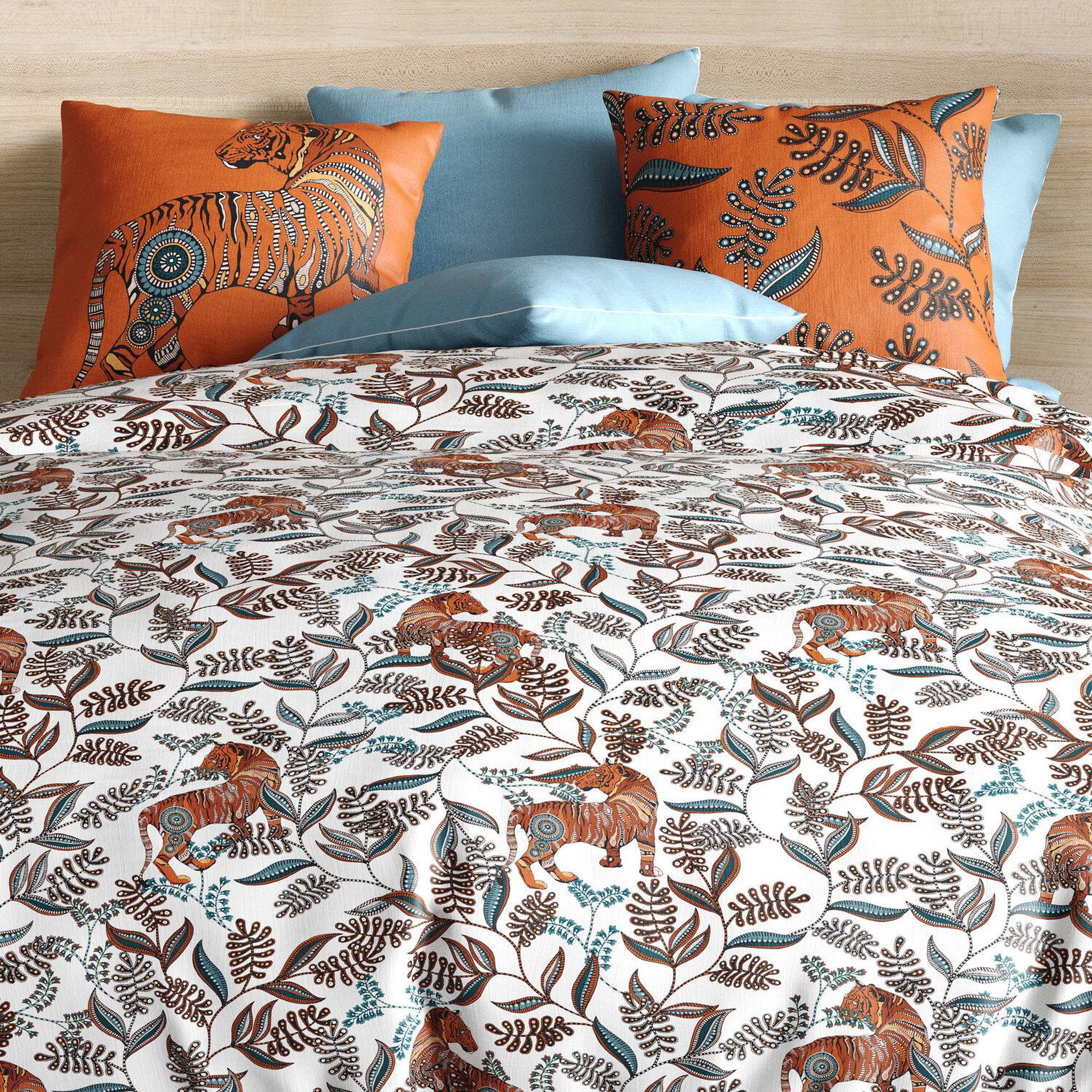 Voir la diapositive 4 : Les Ateliers du Linge Parure housse de couette 100% coton 57fils-savane