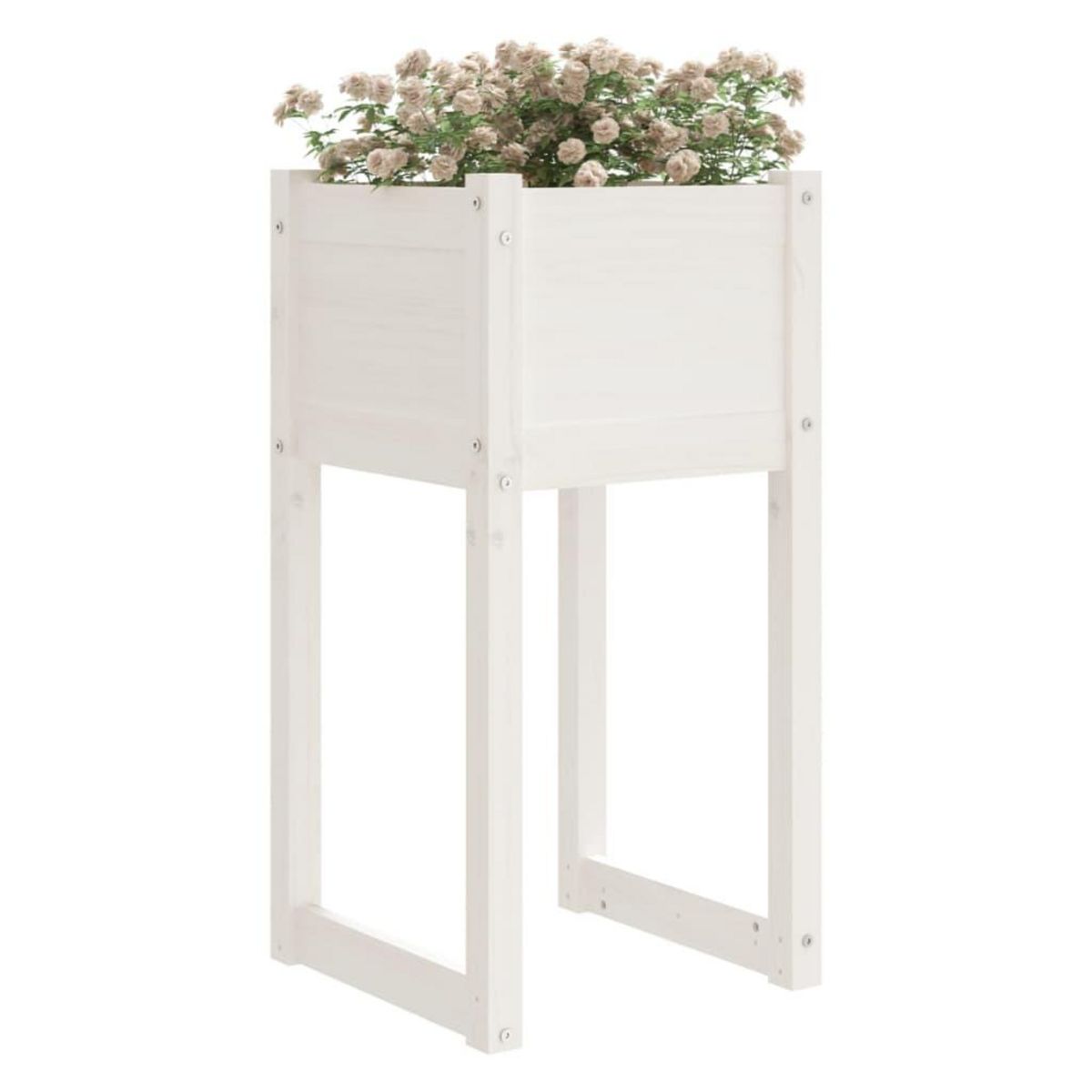 VIDAXL Jardinieres 2 pcs Blanc 40x40x81 cm Bois massif de pin