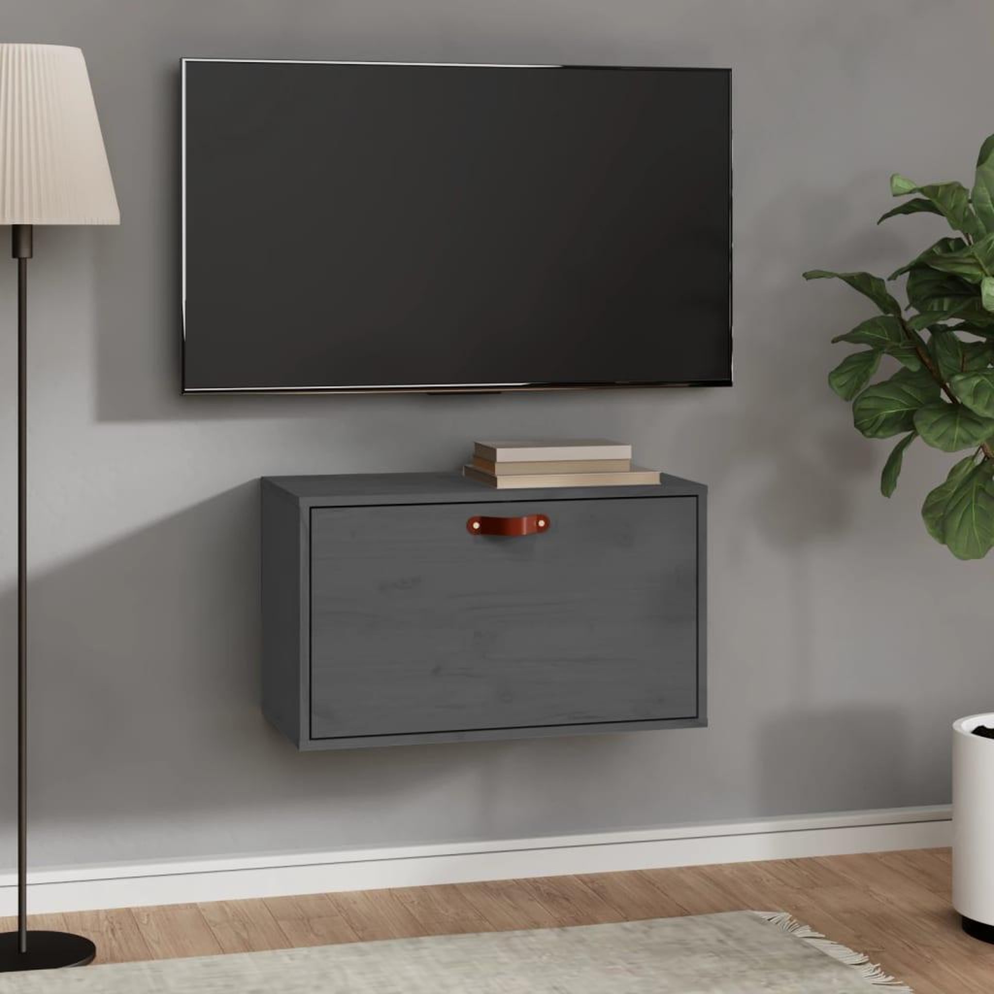 Voir la diapositive 1 : VIDAXL Armoire murale Gris 60x30x35 cm Bois de pin massif