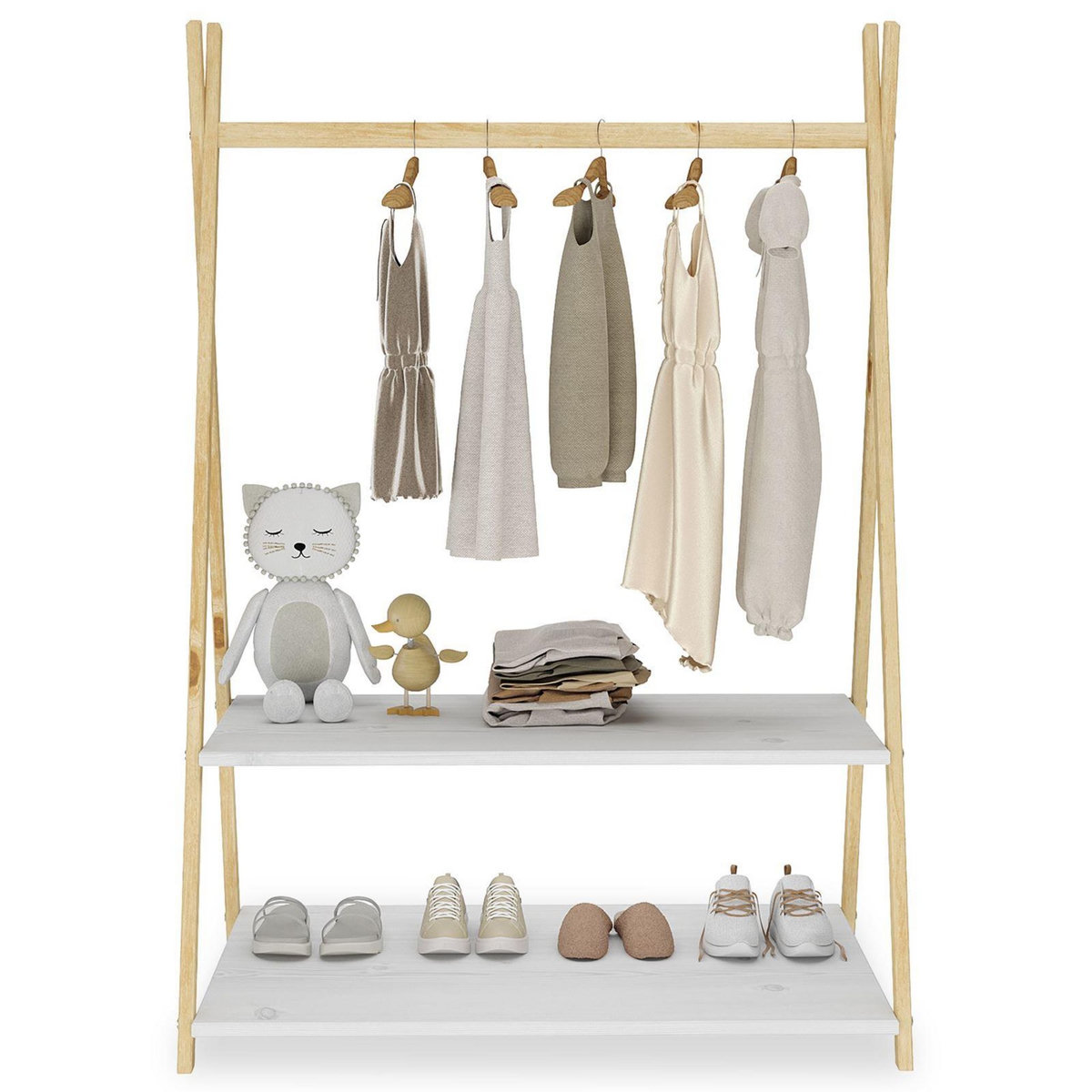 IDIMEX Penderie enfant DANILO avec étagères, en pin massif