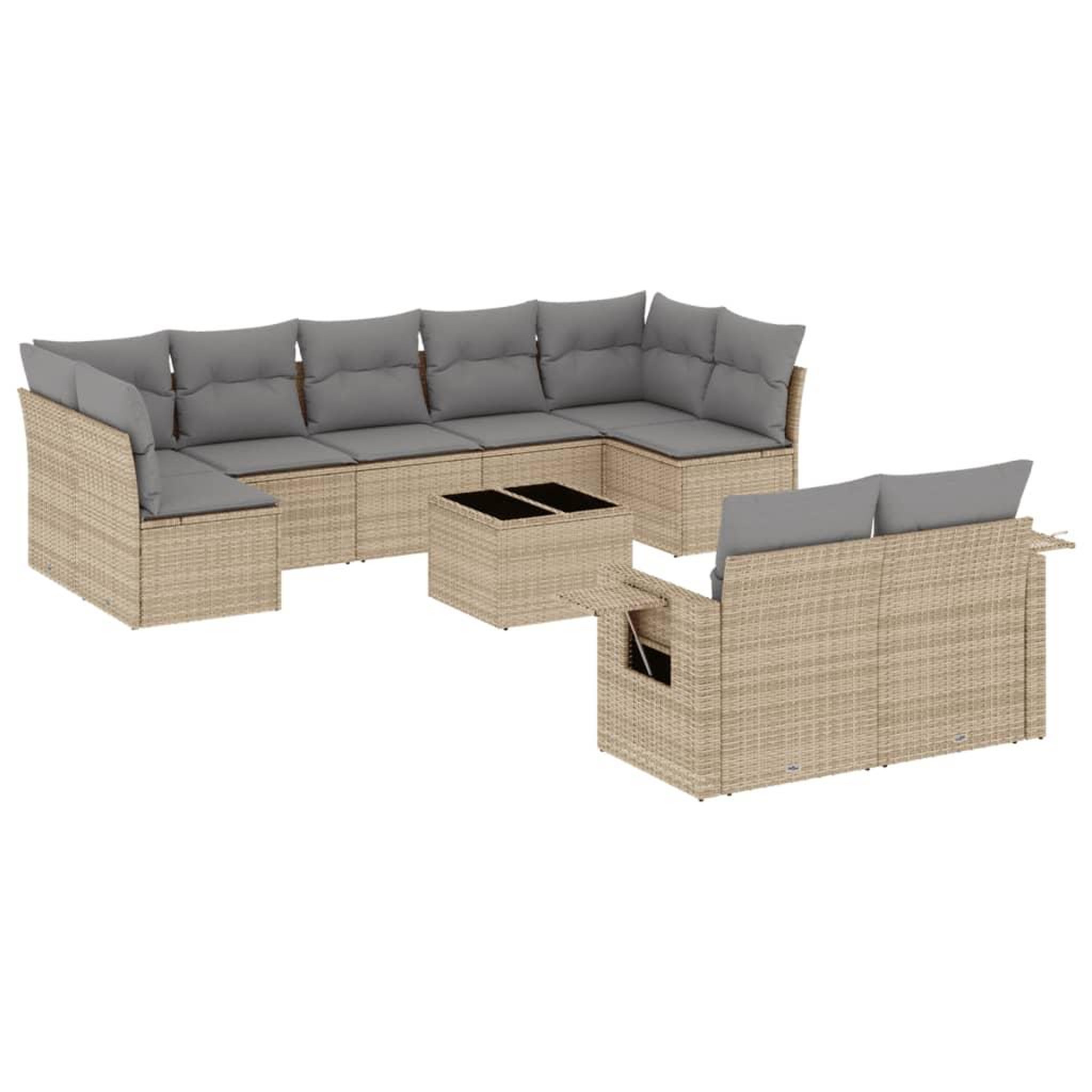 Voir la diapositive 2 : VIDAXL Salon de jardin avec coussins 10 pcs beige resine tressee