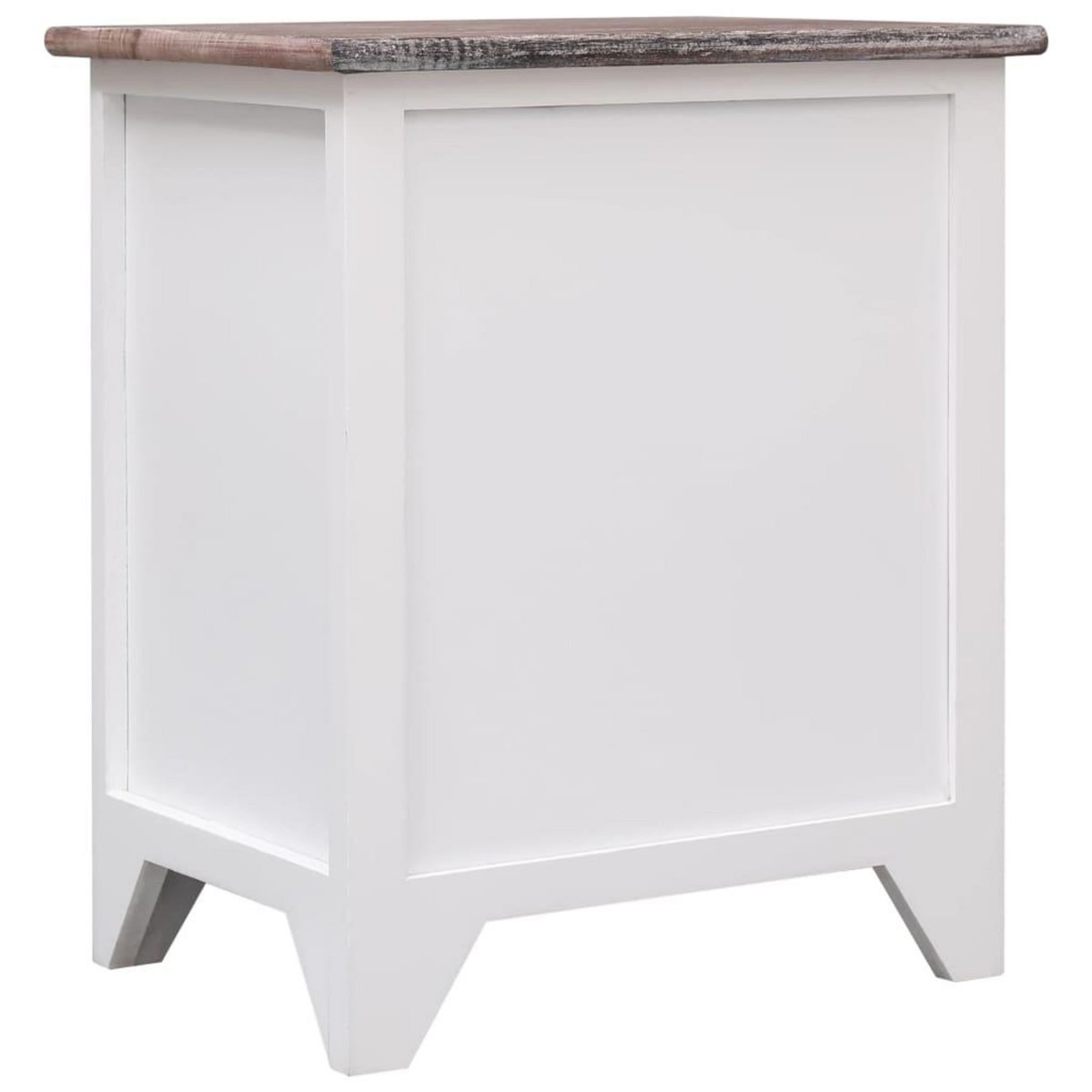 VIDAXL Table de chevet Marron et blanc 38x28x45 cm Bois de Paulownia