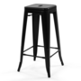 Voir la diapositive 4 : ID MARKET Lot de 4 tabourets de bar LENY métal noir mat empilable aspect brut factory