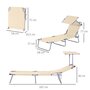 Voir la diapositive 3 : OUTSUNNY Transat bain de soleil pliable grand confort dossier et pare-soleil réglable multi-positions beige