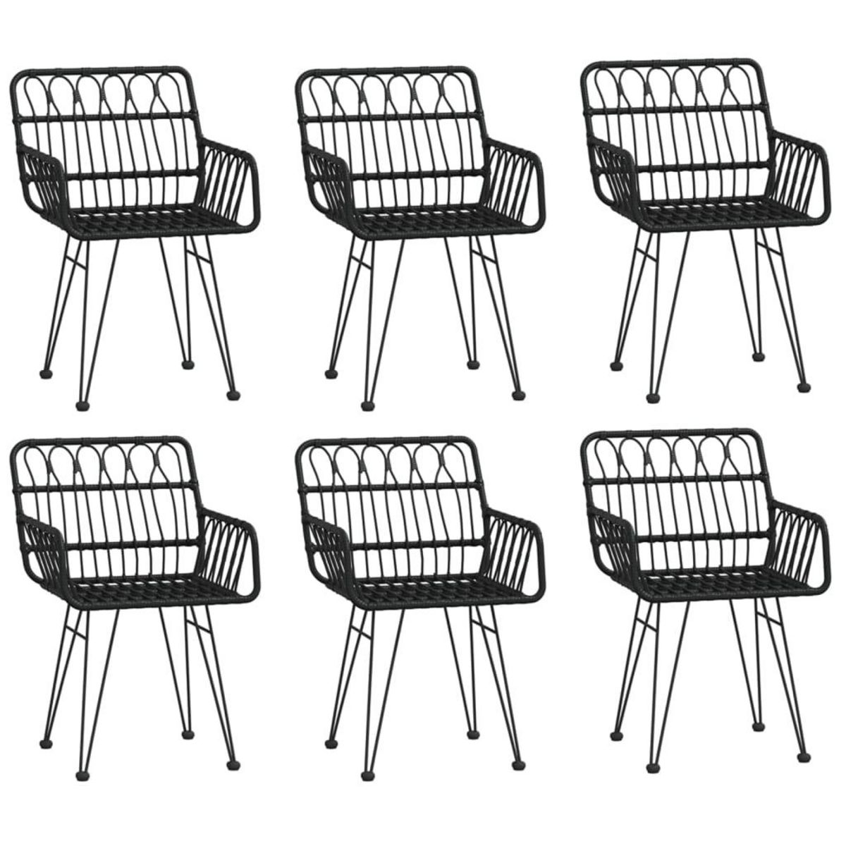 VIDAXL Ensemble a manger de jardin 7 pcs Noir Resine tressee