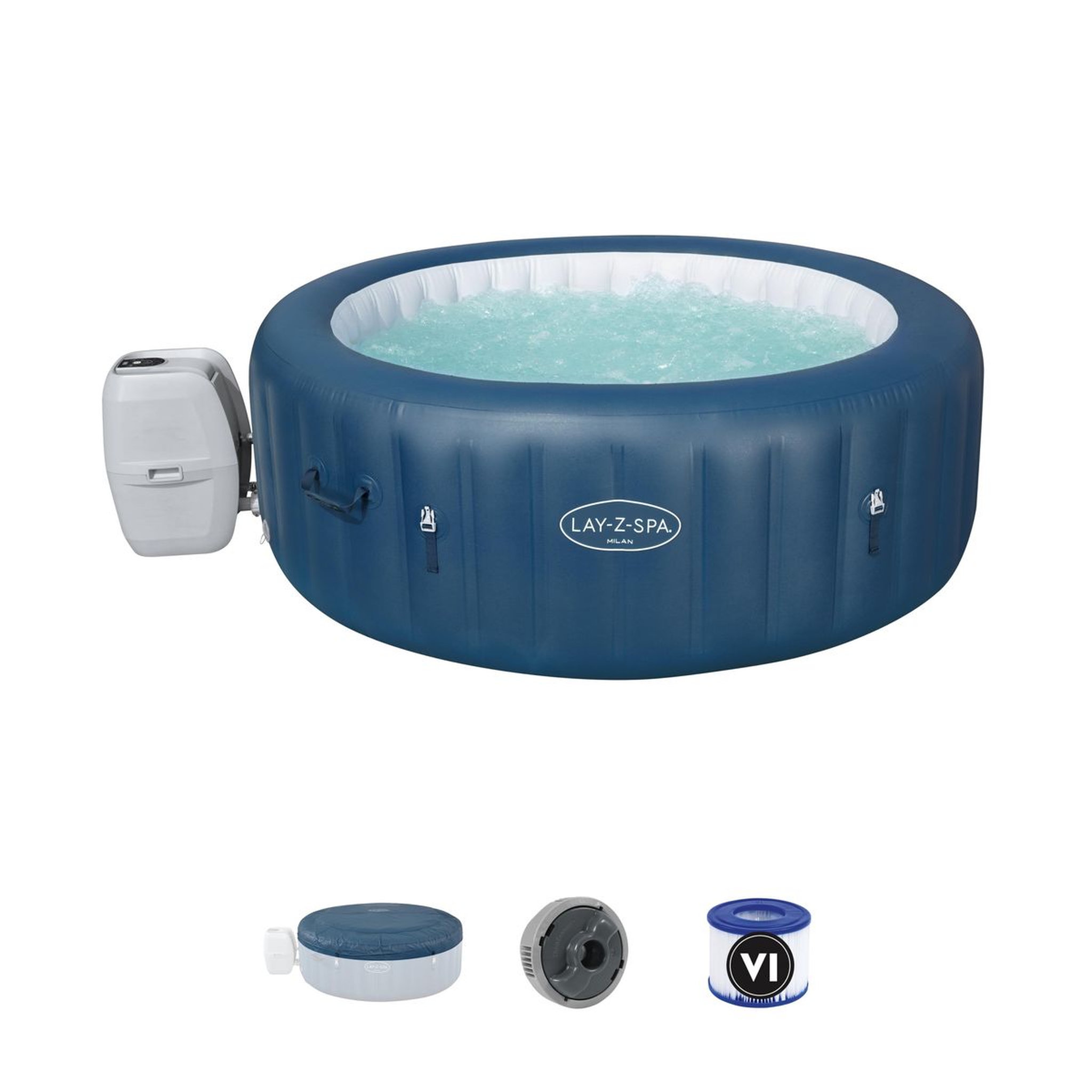 Voir la diapositive 3 : BESTWAY Spa gonflable rond - 4/6 places - Diam 1,96 x 0,71 m - LAY-Z-SPA MILAN AIRJET PLUS
