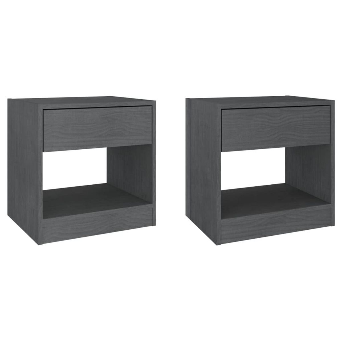 VIDAXL Tables de chevet 2 pcs Gris 40x31x40 cm Bois de pin massif