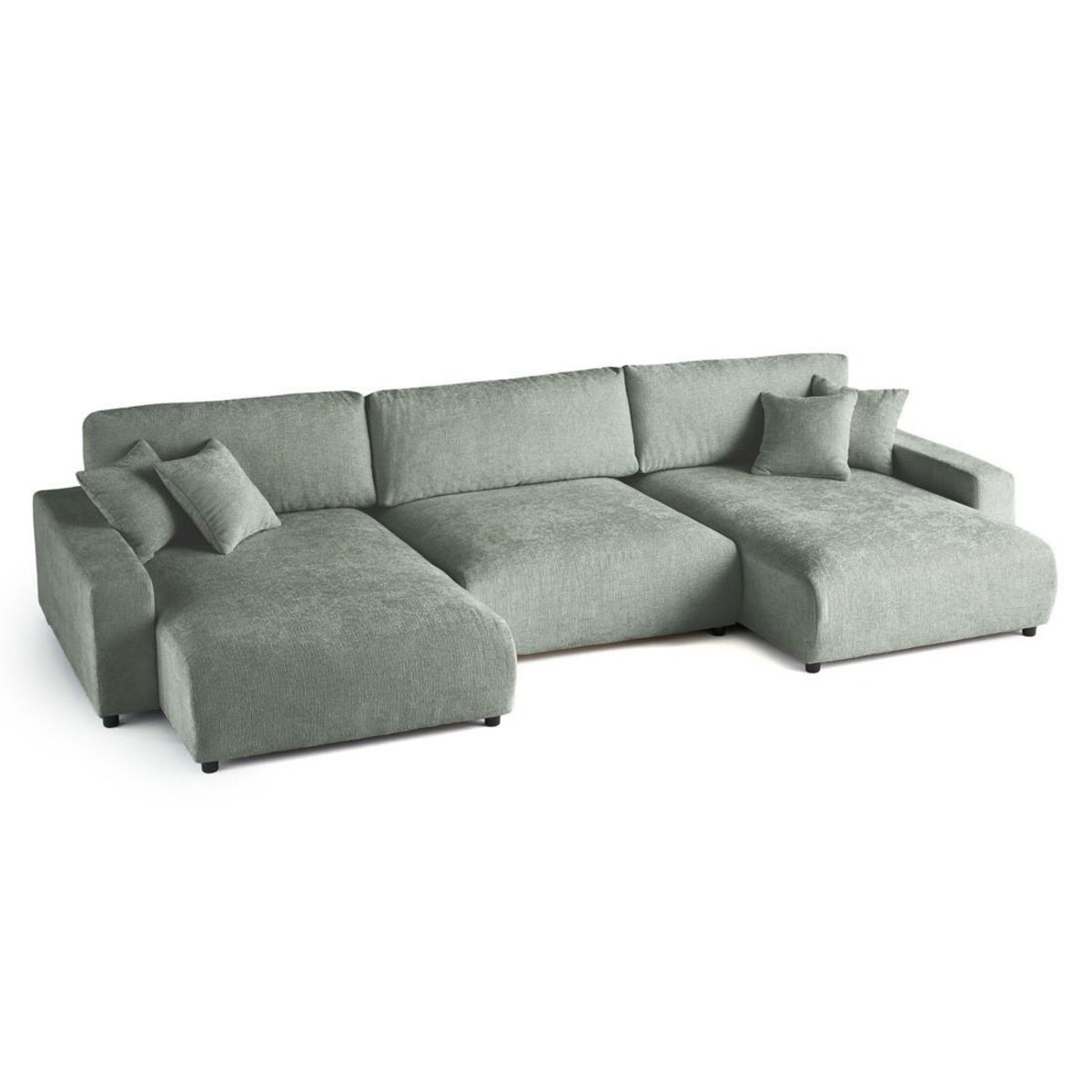 LISA DESIGN Pivoine - canapé panoramique en u - 7 places - convertible avec coffre - en velours texturé