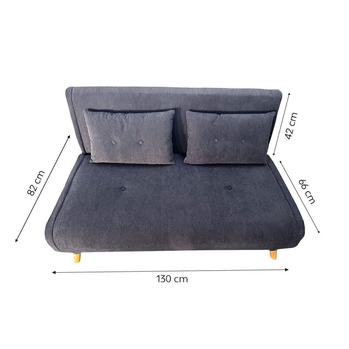 CONCEPT USINE Canapé convertible en velours côtelé gris 2 places ENNIS