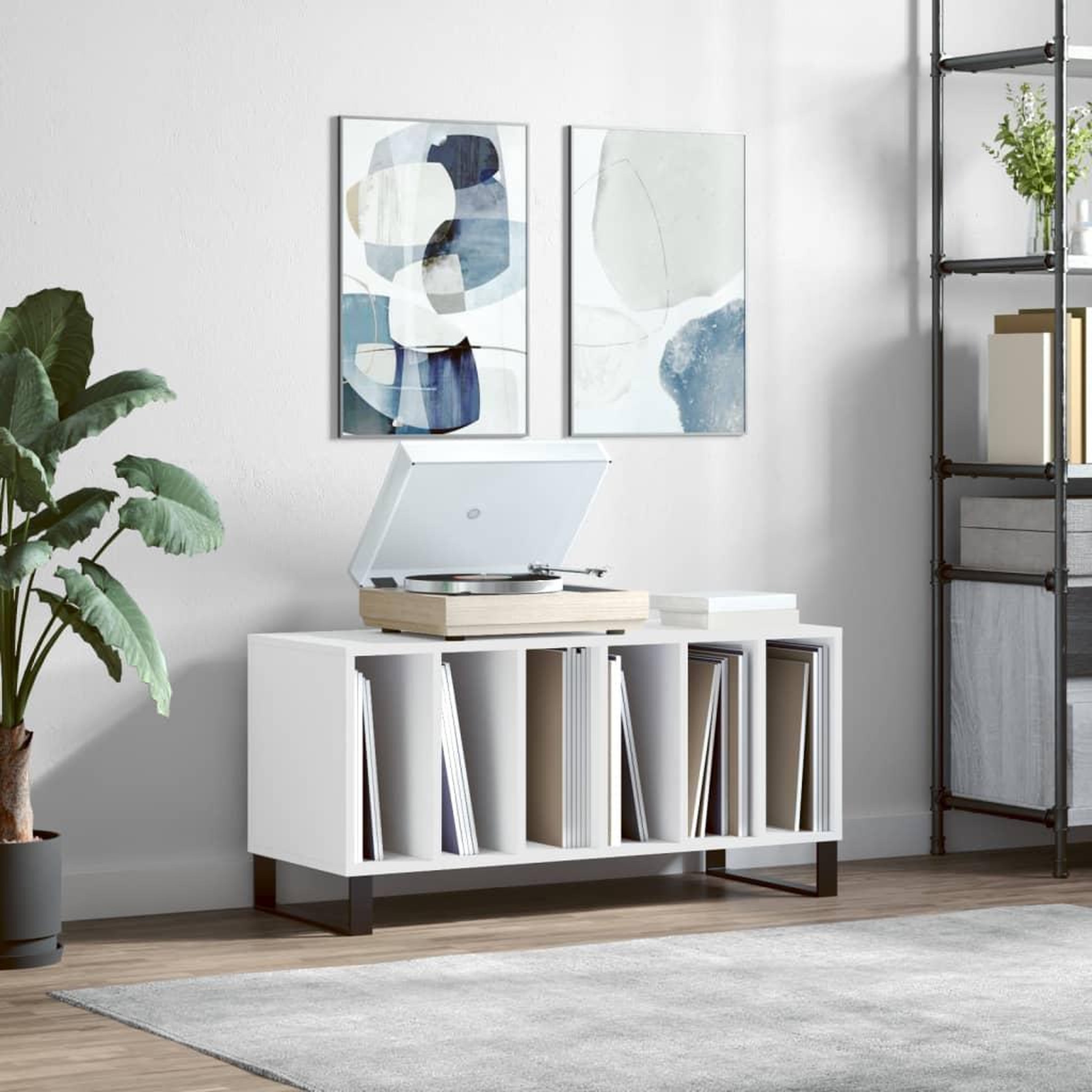 VIDAXL Armoire a disques blanc 100x38x48 cm bois d'ingenierie