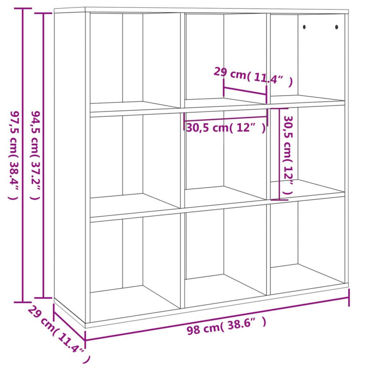 VIDAXL Armoire a livres chene fume 98x29x97,5 cm
