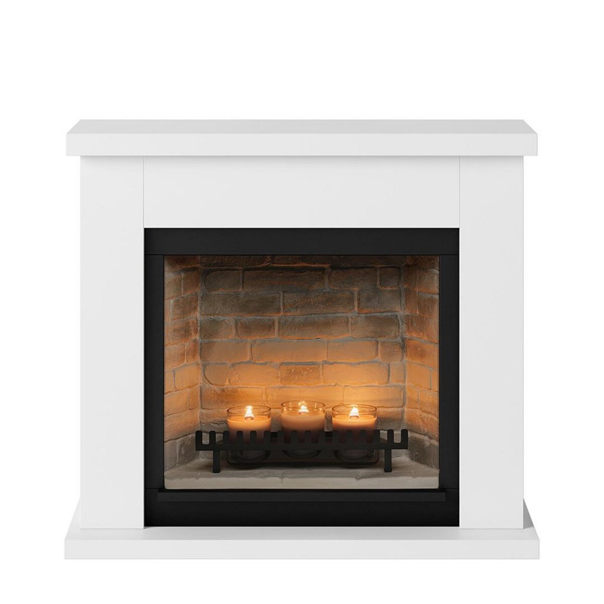CENTRALE BRICO Cheminée électrique à bougies parfumées - FRODE Zenflame - Effets flammes et crépitement - Blanc