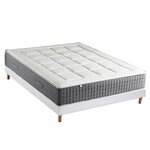 IDLITERIE Ensemble Matelas Ressort 7 zones H.28cm + Sommier Fabriqué en France MAX. Coloris disponibles : Blanc, Noir, Bleu, Gris, Vert