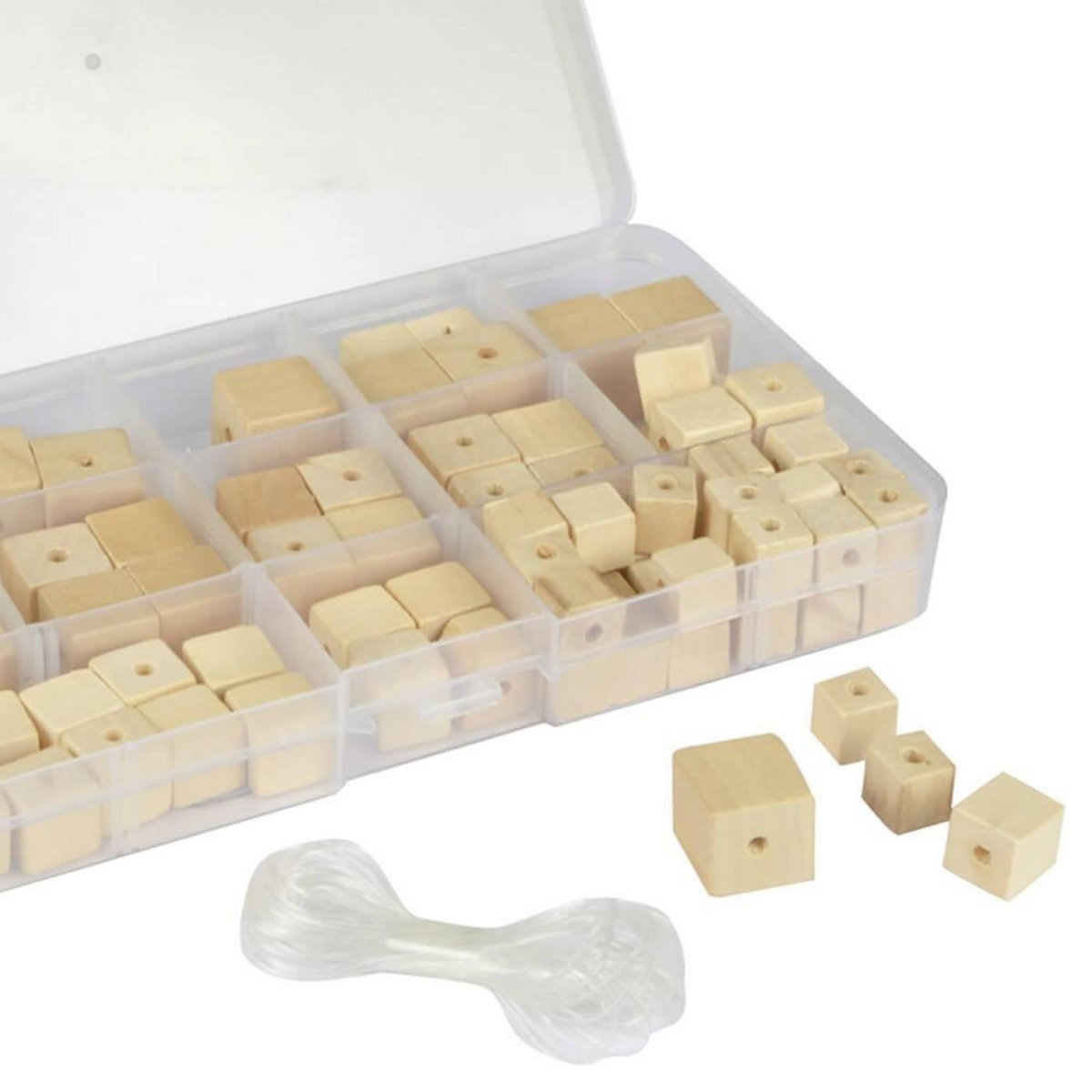 Homea décoration Bijouterie créative 85 perles en bois cubes