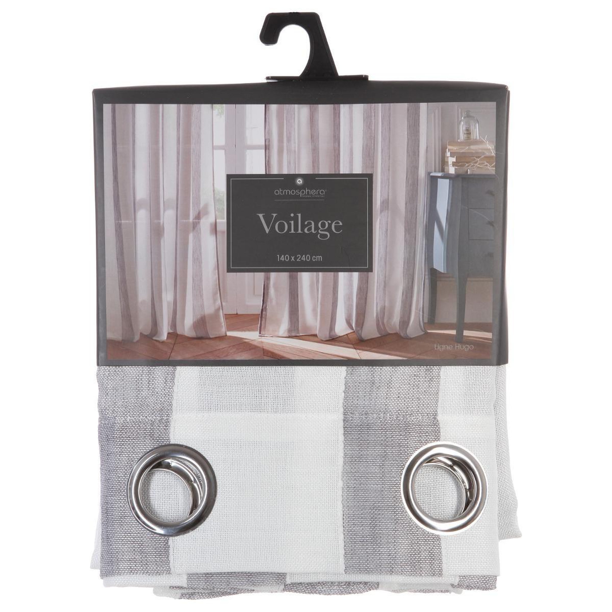 Voir la diapositive 2 : ATMOSPHERA Rideau voilage  hugo  140x240cm gris