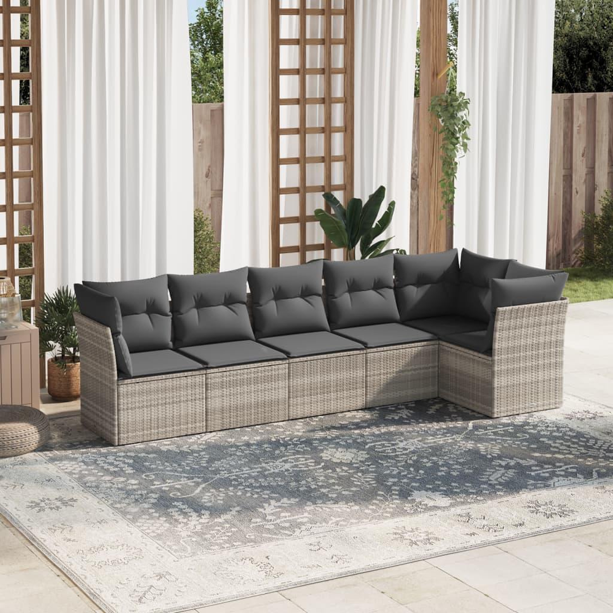 VIDAXL Salon de jardin 6 pcs avec coussins gris clair resine tressee