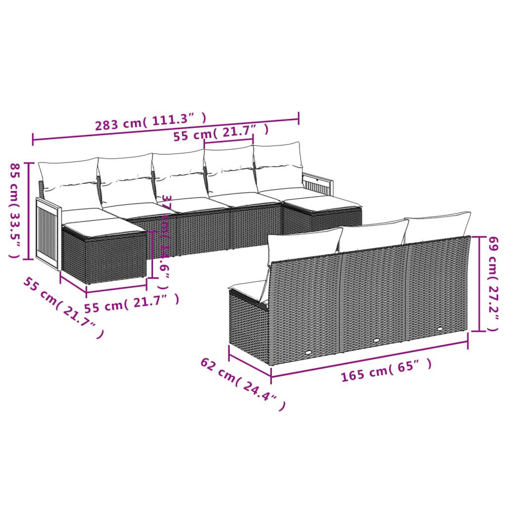 Voir la diapositive 6 : VIDAXL Salon de jardin 10 pcs avec coussins noir resine tressee