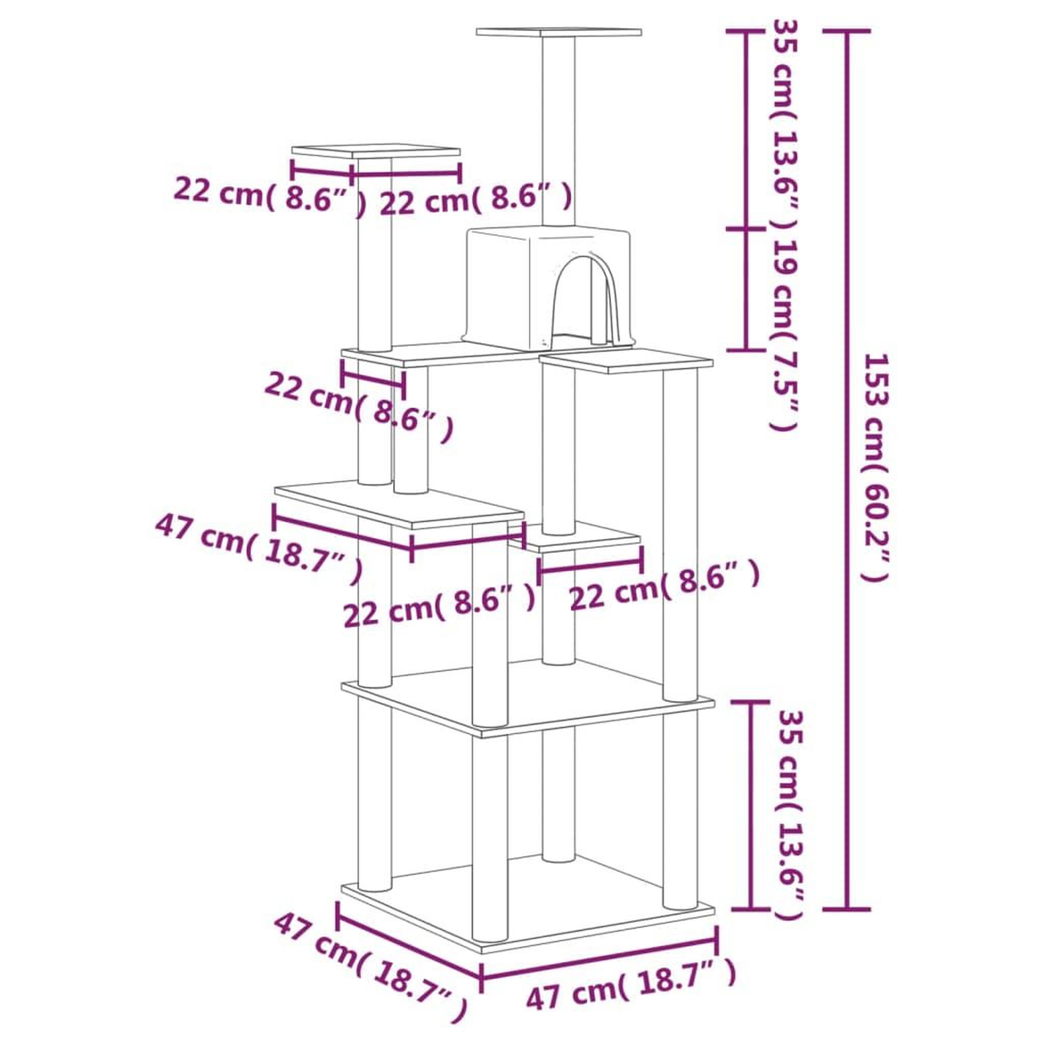 Voir la diapositive 6 : VIDAXL Arbre a chat avec griffoirs en sisal Gris clair 153 cm