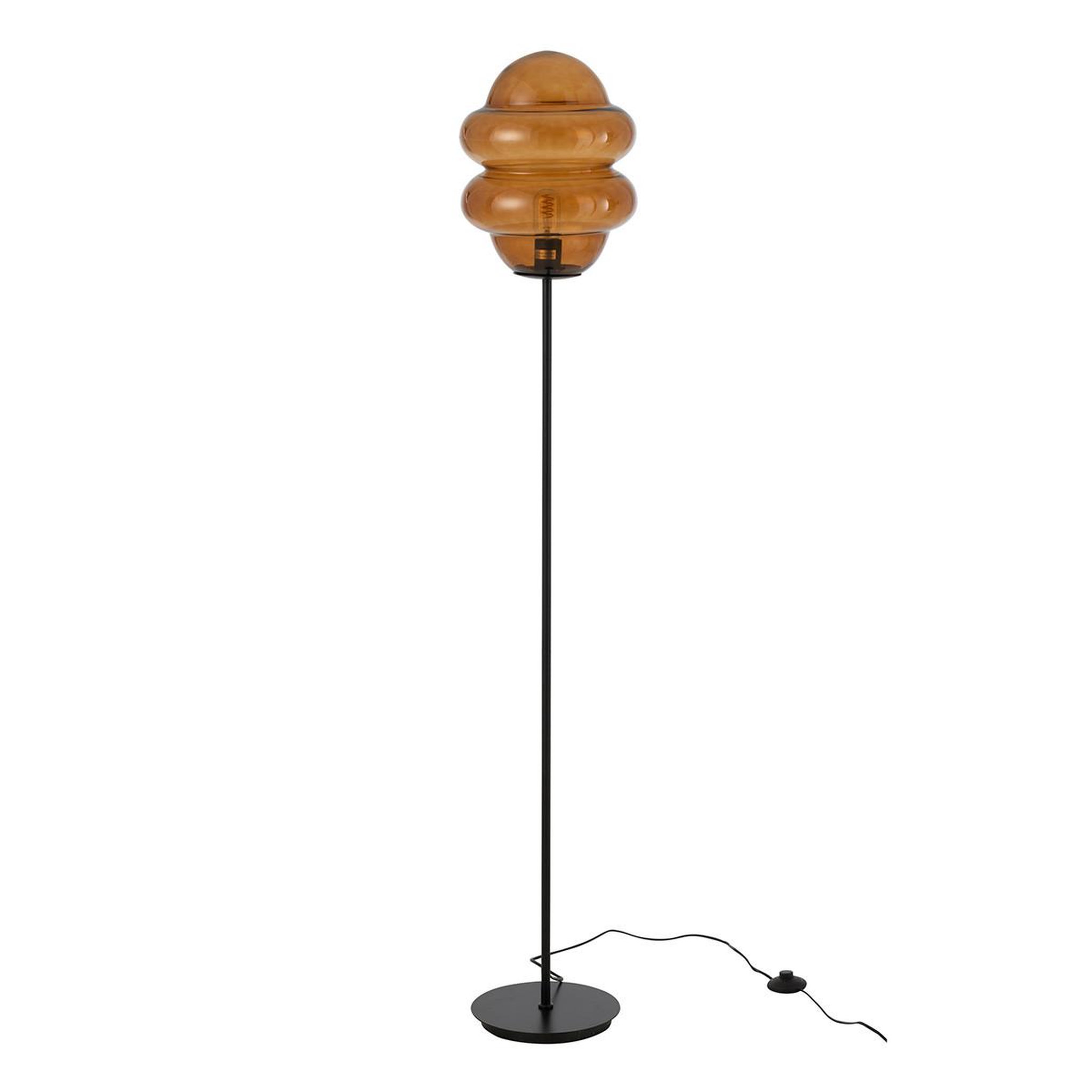 J-LINE Lampadaire en verre  cuillere miel  160cm marron