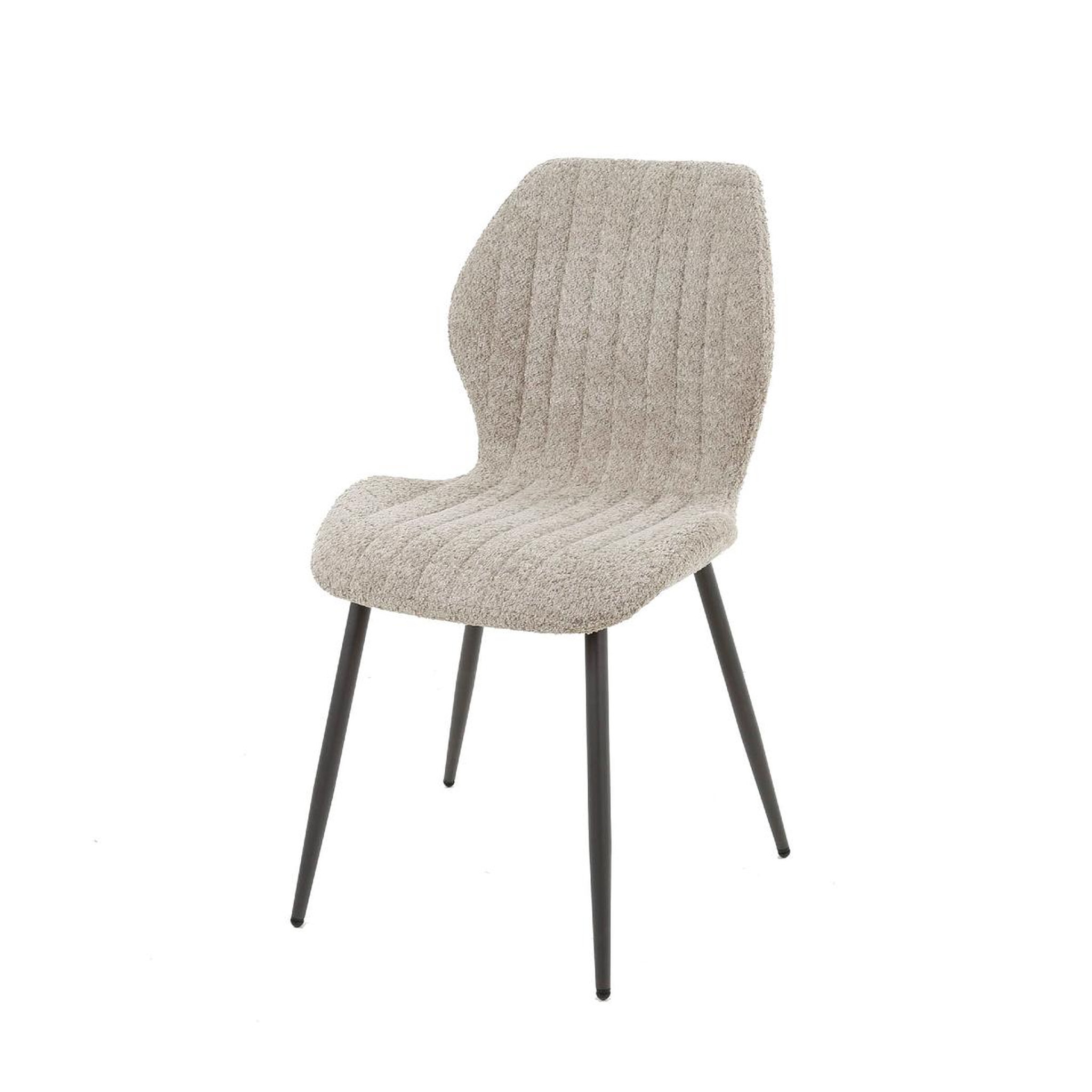 JLC KREATION Chaise à manger en tissu bouclette beige laurie (lot de 4)