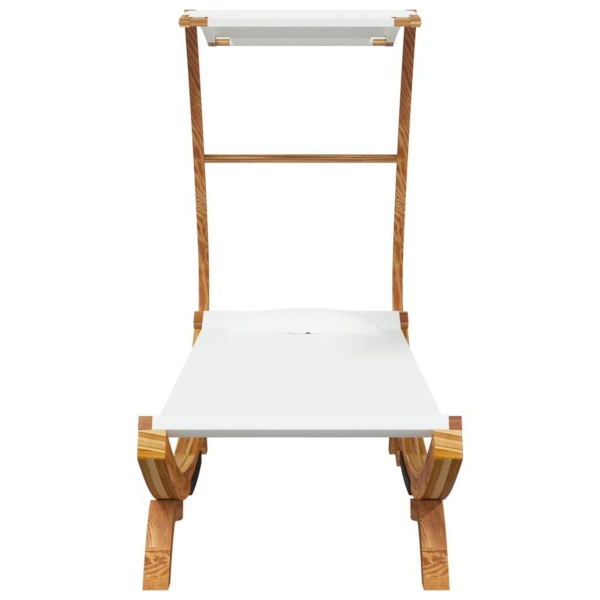 VIDAXL Lit repos avec auvent 100x190x134 cm Bois courbe massif Creme