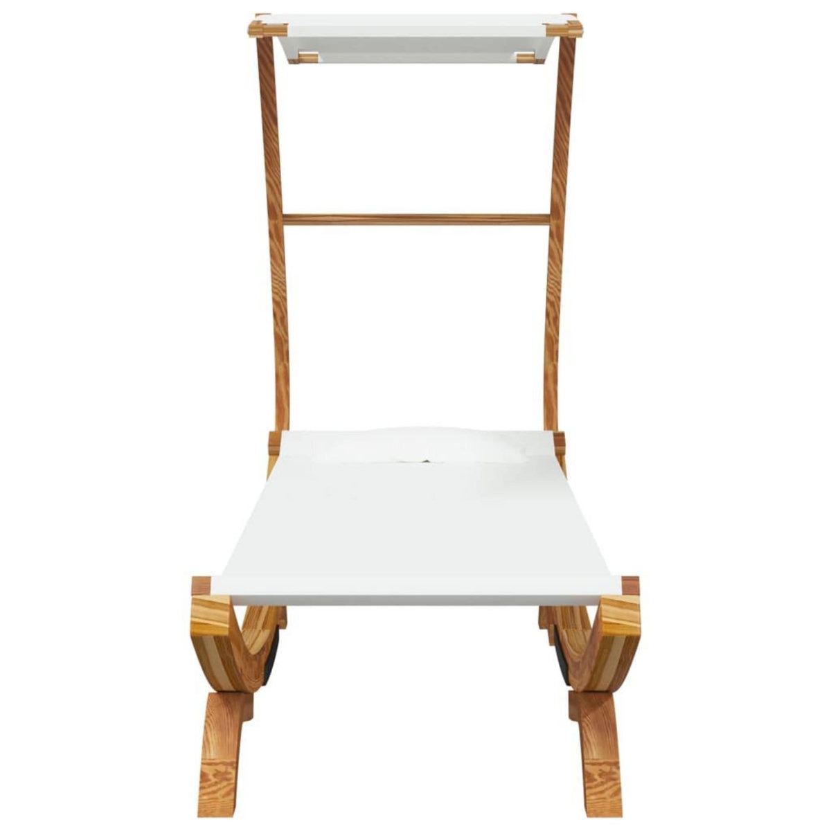 VIDAXL Lit repos avec auvent 100x190x134 cm Bois courbe massif Creme