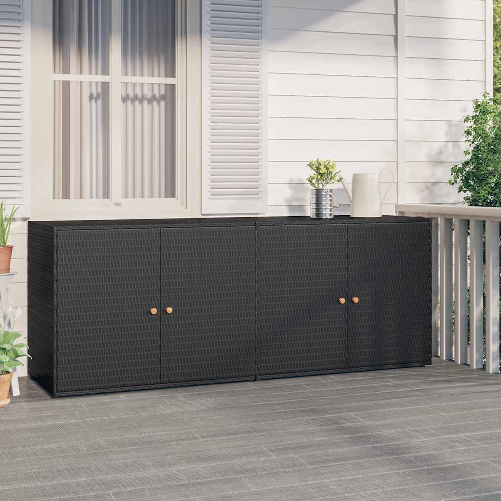 VIDAXL Armoire de rangement jardin Noir 198x55,5x80 cm Resine tressee