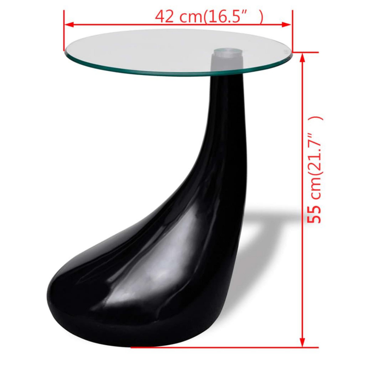 VIDAXL Table basse avec dessus de table en verre rond Noir brillant