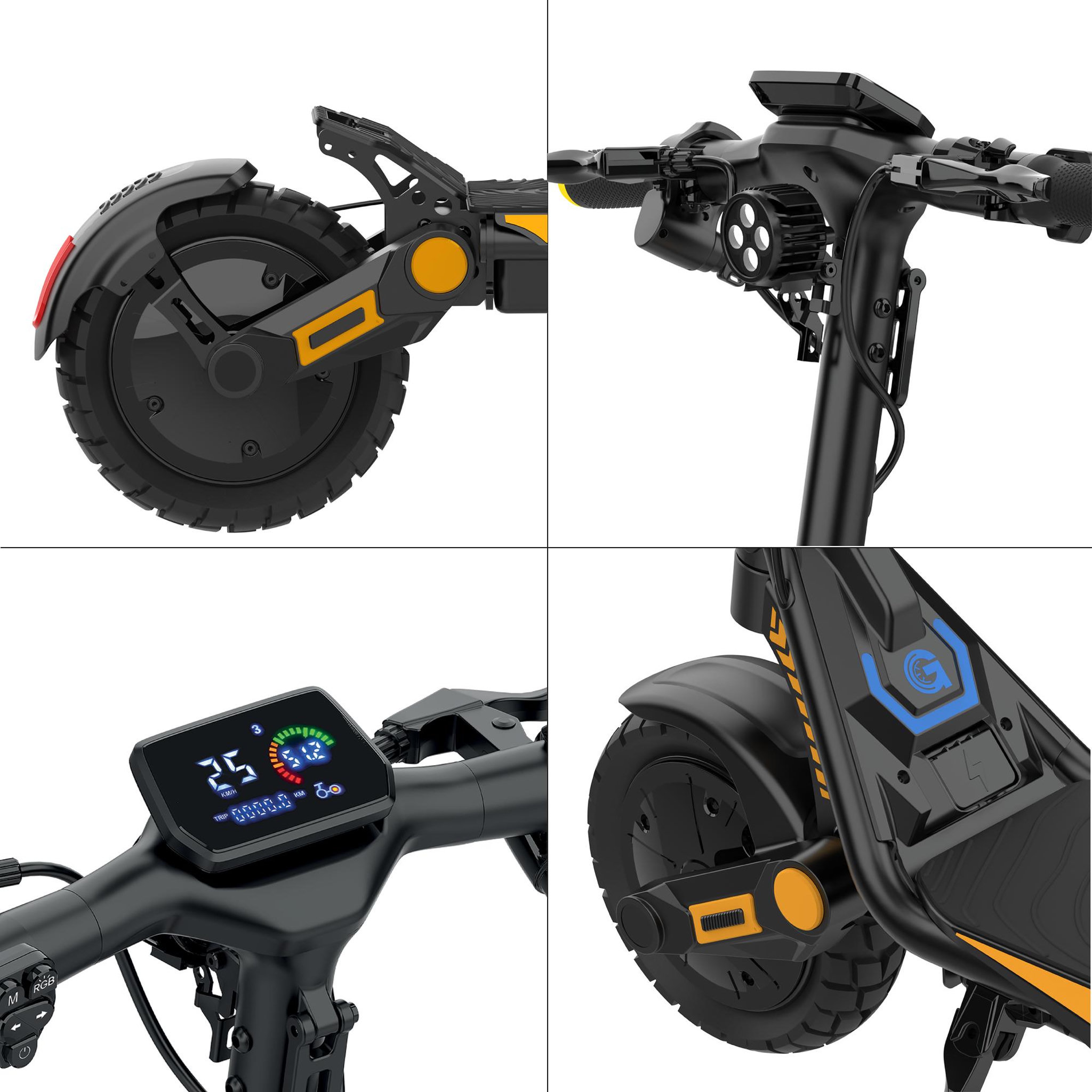 Voir la diapositive 5 : URBANGLIDE Trottinette électrique adulte urbanglide all road 6 2x2 - autonomie jusqu'a 80 km - pneu cross 10  tubeless - batterie 54v - poids 30kg