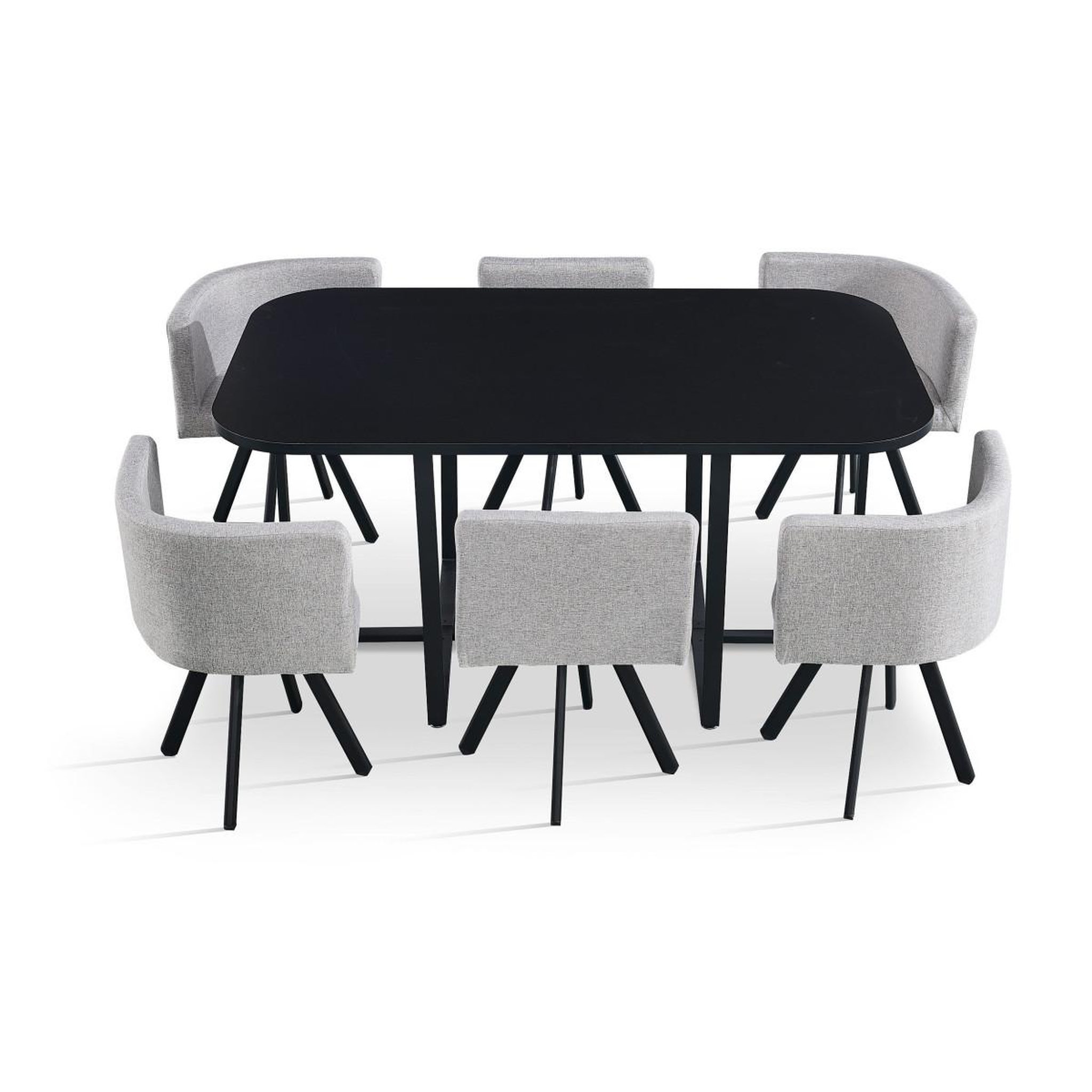 Voir la diapositive 3 : Paris Prix Ensemble Table & 6 Chaises  Oslo  150cm Noir & Gris