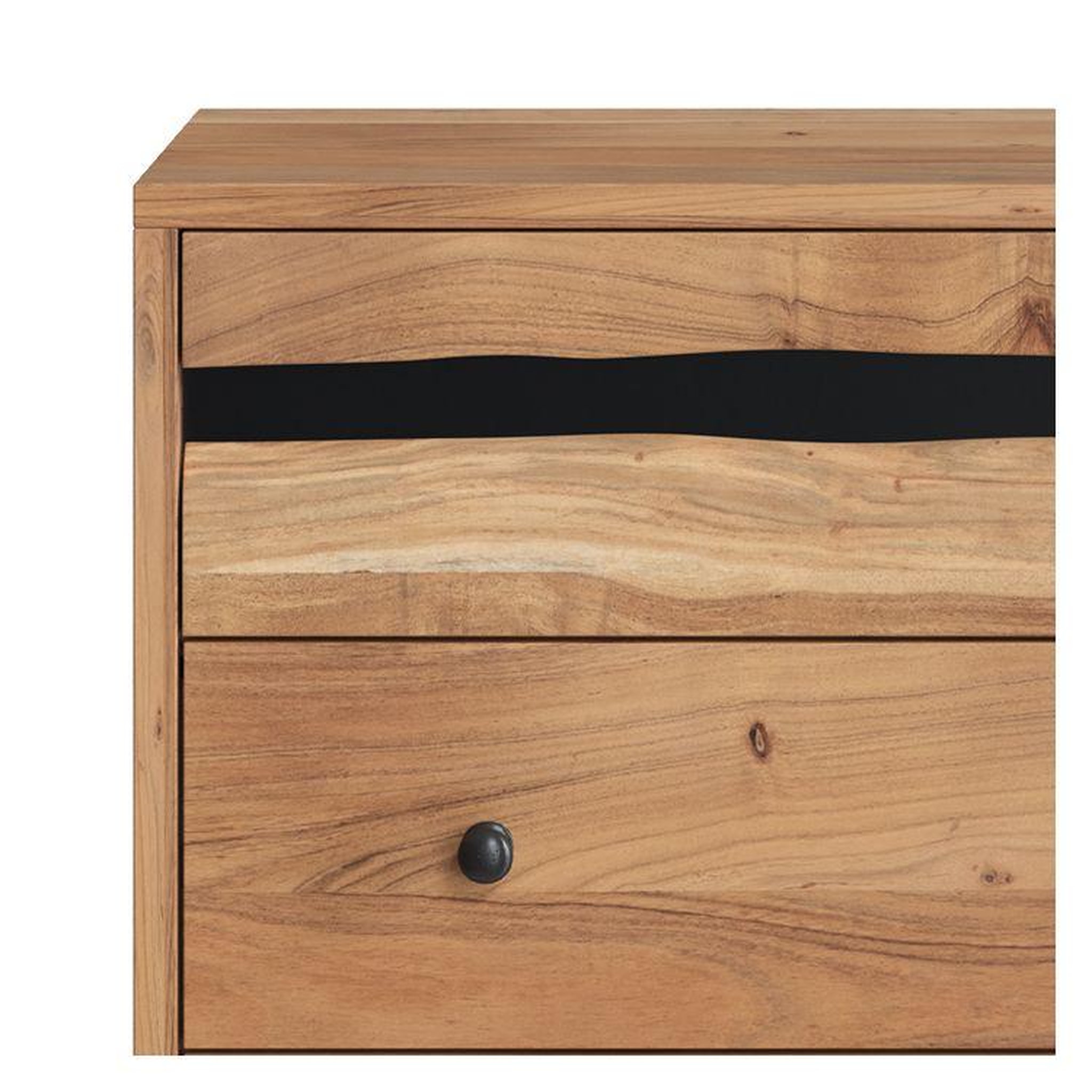 Voir la diapositive 3 : MAISON PAVANE Commode en bois d'acacia et métal, 3 tiroirs-alabama