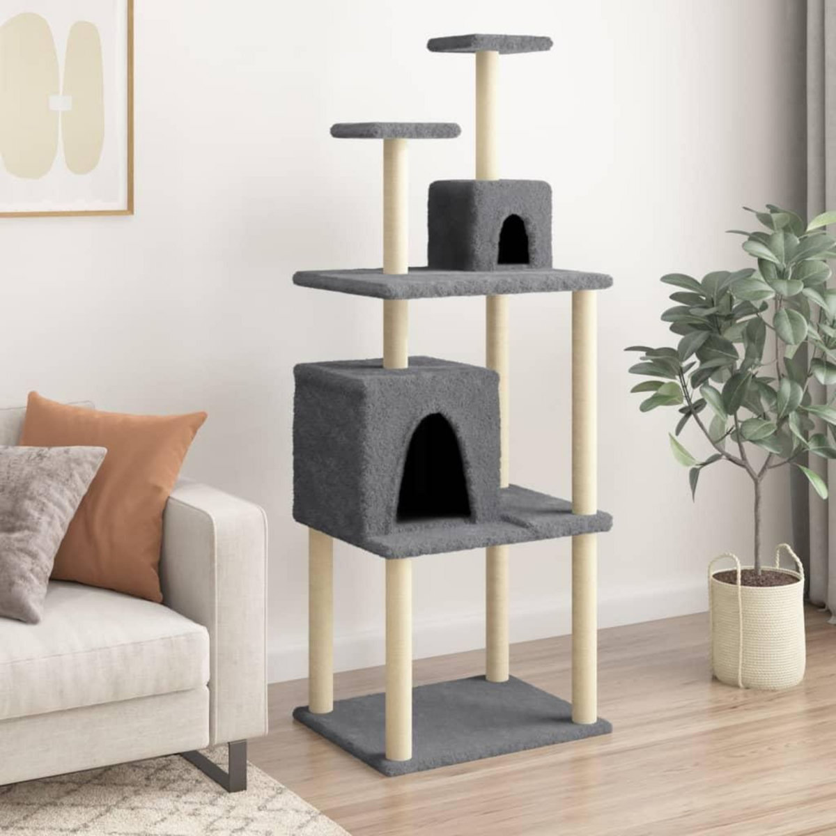 VIDAXL Arbre a chat avec griffoirs en sisal Gris fonce 167 cm