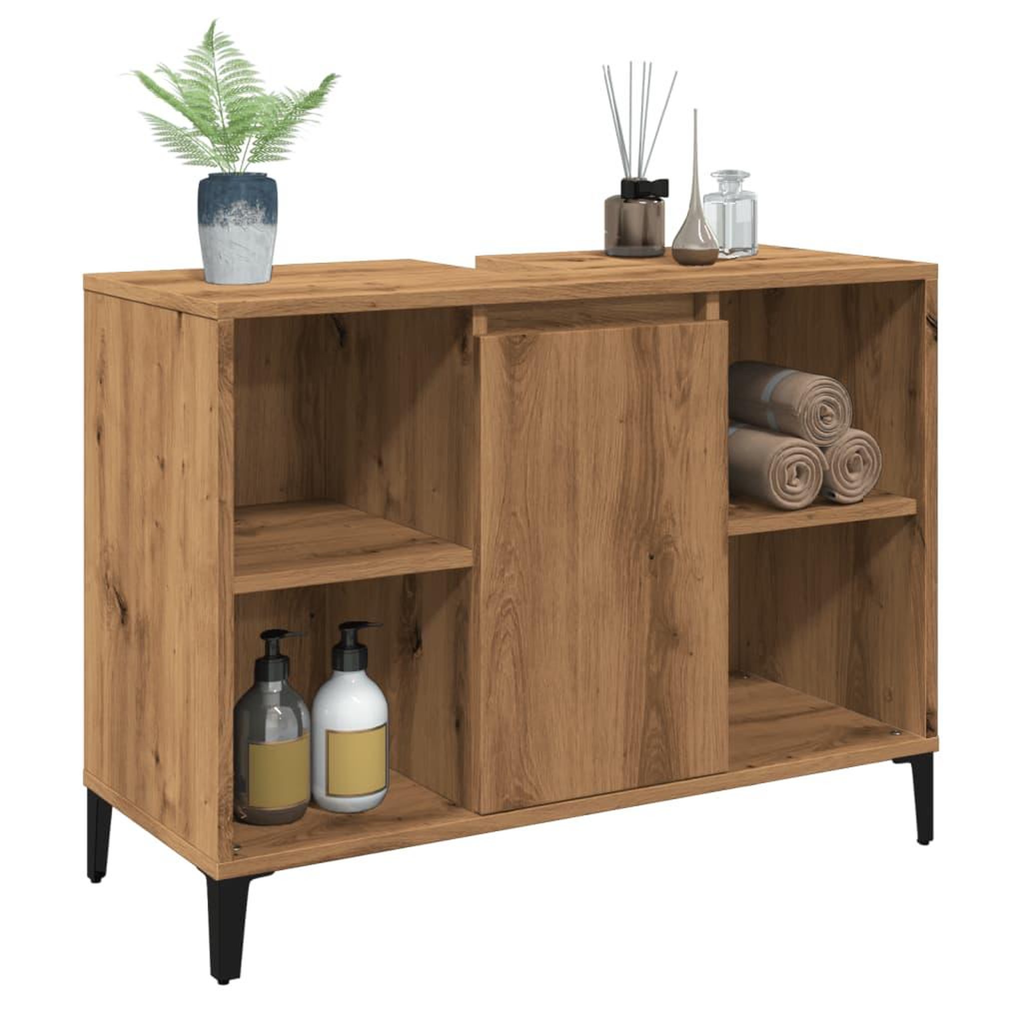 Voir la diapositive 4 : VIDAXL Armoire d'evier chene artisanal 80x33x60 cm bois d'ingenierie