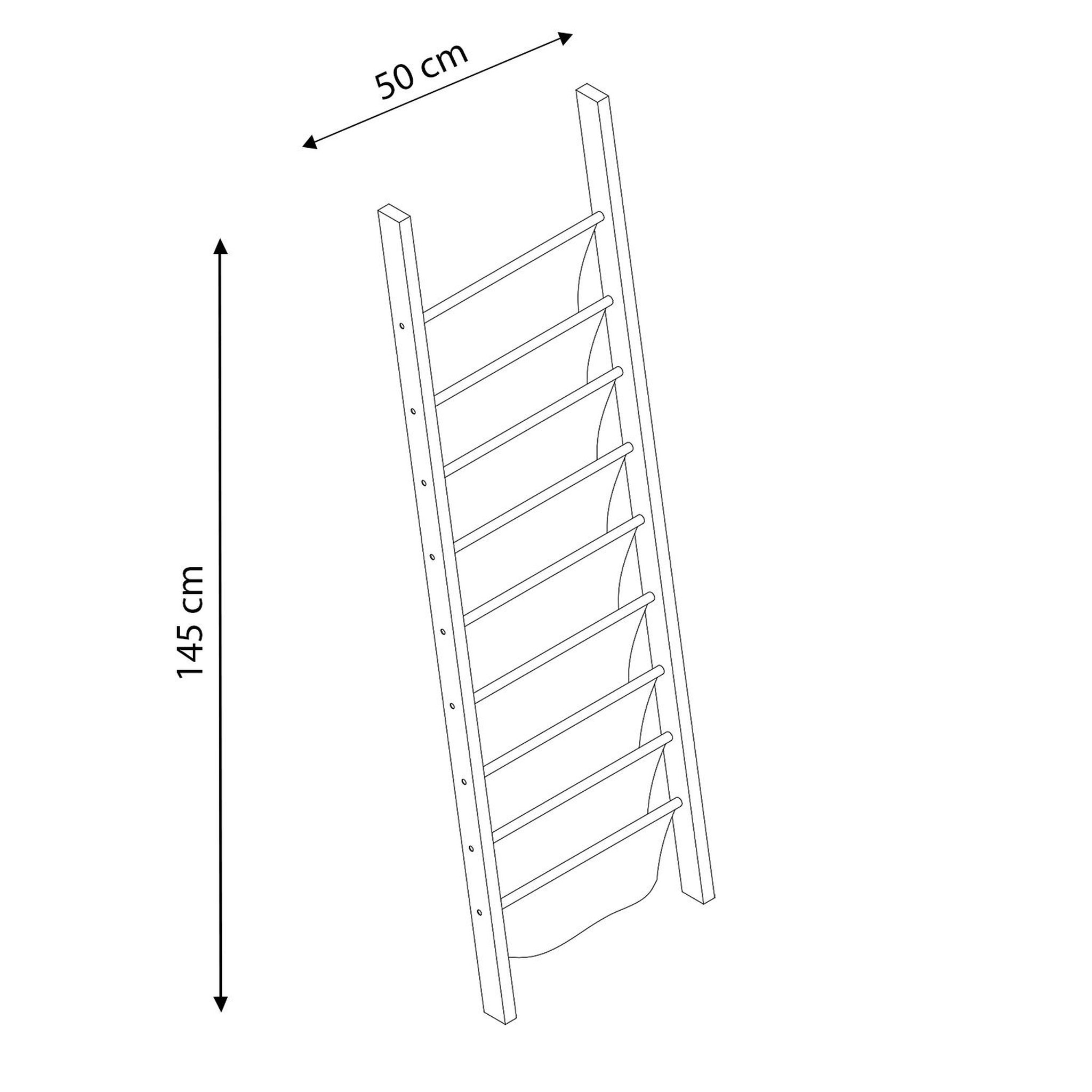 Voir la diapositive 3 : VS VENTA-STOCK Porte-revues Xoel en tissu et bois avec 8 sections