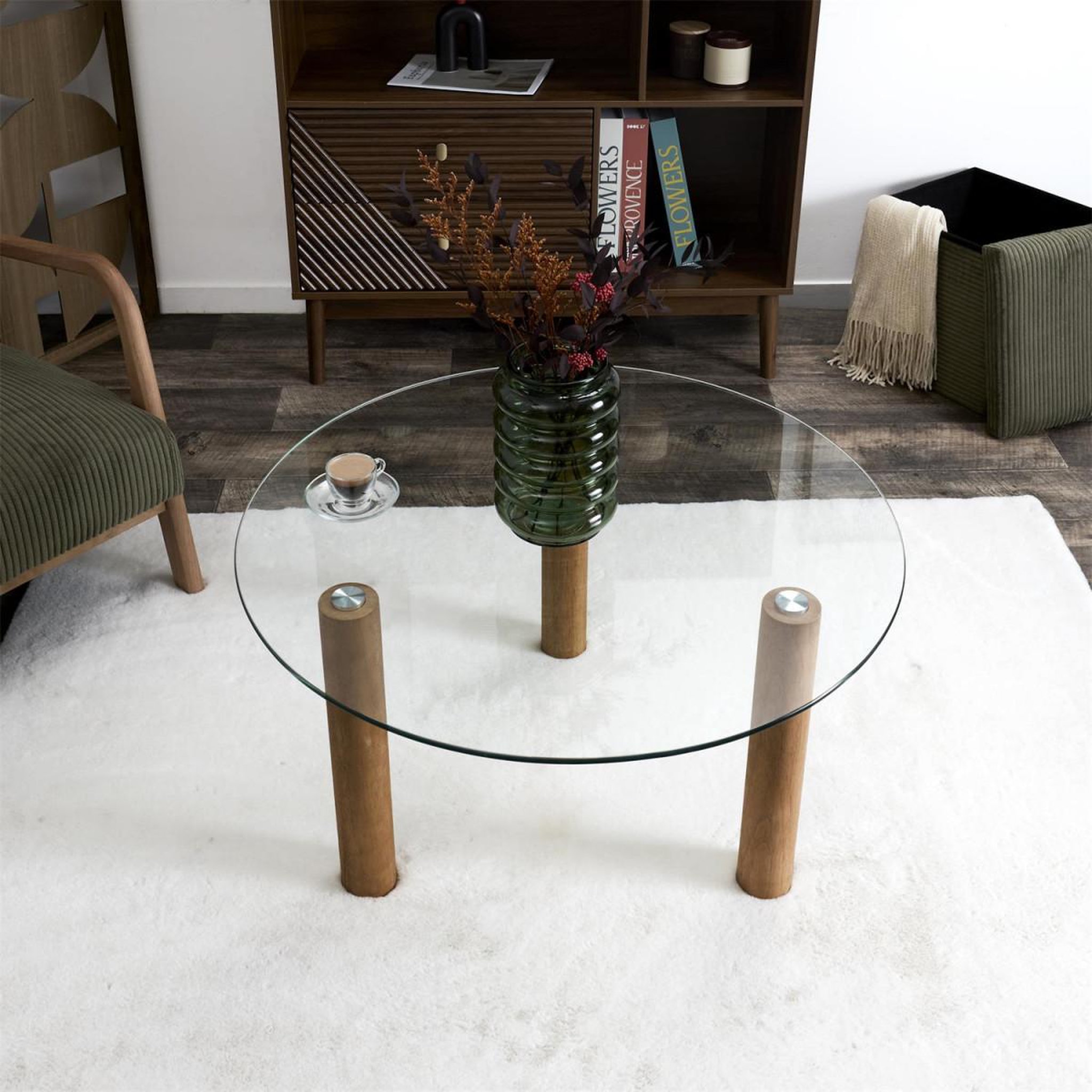 Voir la diapositive 3 : The Home Deco Factory Table basse ronde en verre  clara  75cm transparent