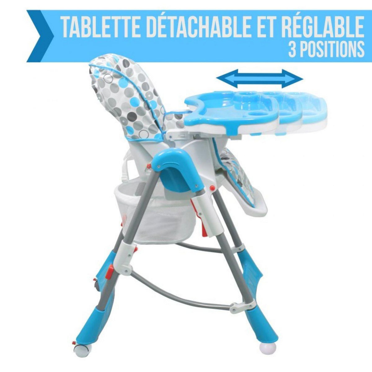 Monsieur Bébé Chaise haute bébé pliable réglable hauteur dossier tablette - Ptit
