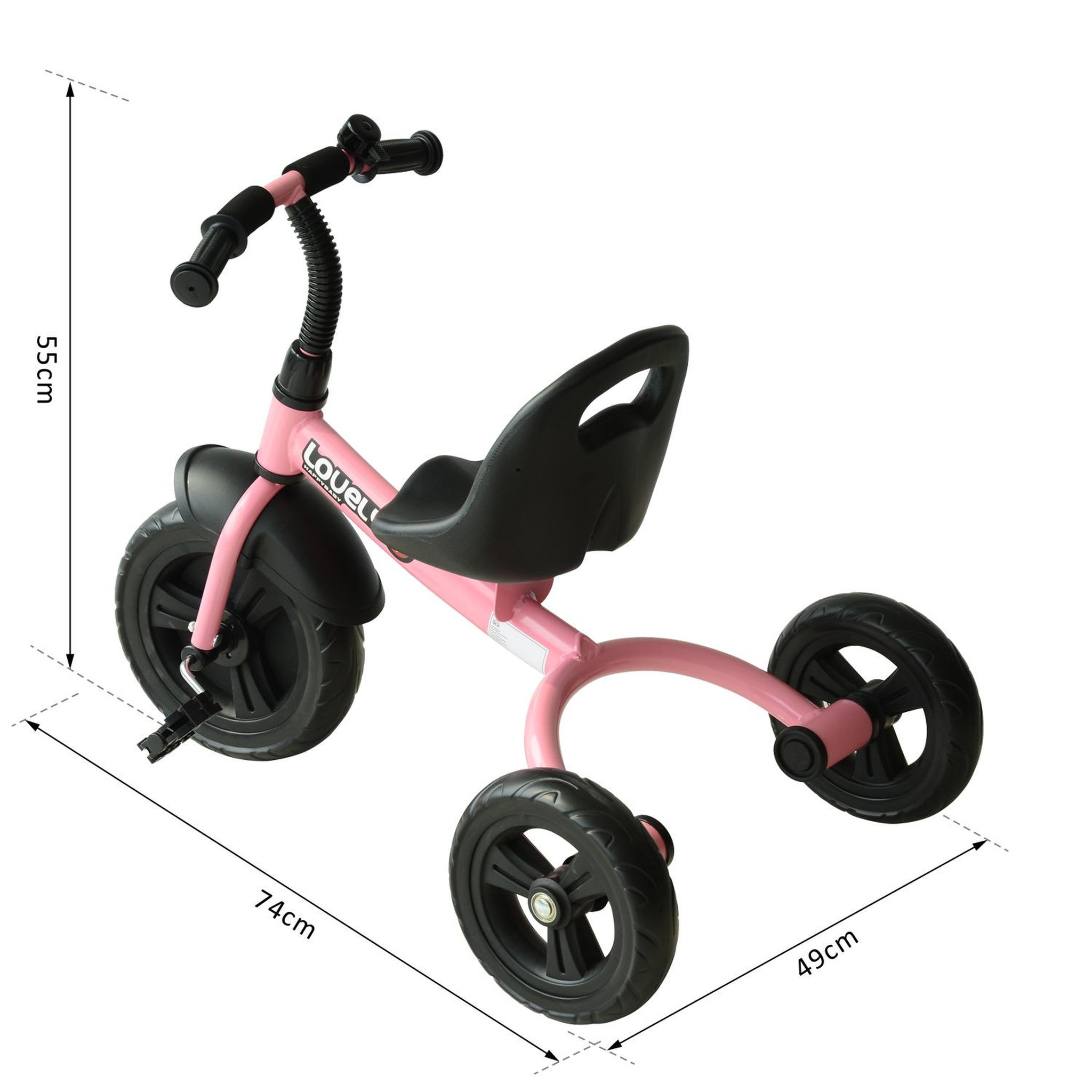 Voir la diapositive 3 : HOMCOM Tricycle enfants multi-équipé garde-boue sonnette pédales antidérapantes siège réglable 2 positions avec dossier