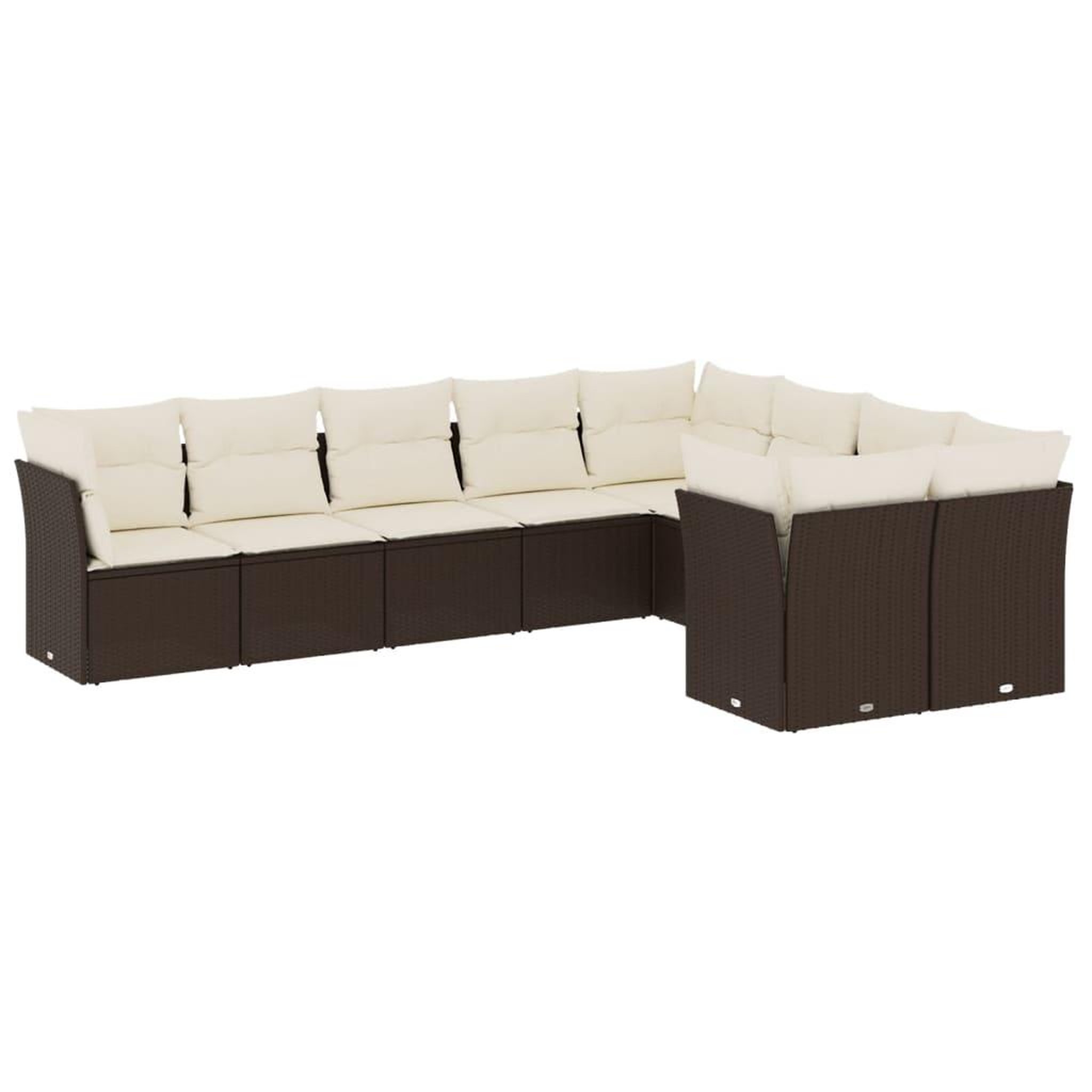 Voir la diapositive 2 : VIDAXL Salon de jardin avec coussins 9 pcs marron resine tressee