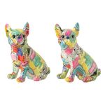 Paris Prix Lot de 2 Statuettes  Bulldogs Assis  20cm Multicolore