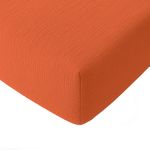 BATON ROUGE Drap housse 100%gaze de coton lavé safran minéral. Coloris disponibles : Orange