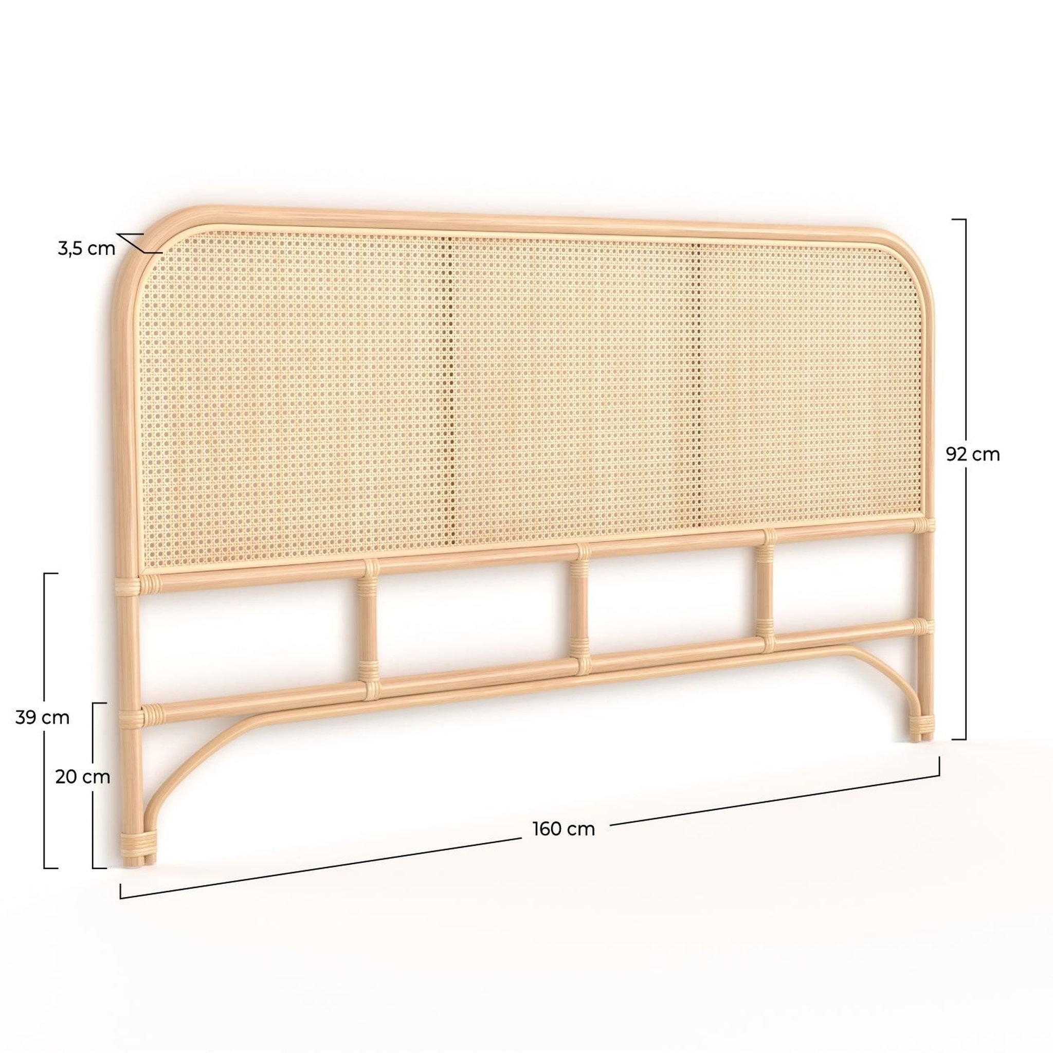 Voir la diapositive 4 : MAISON PAVANE Tête de lit en rotin et cannage 160 cm-naïra