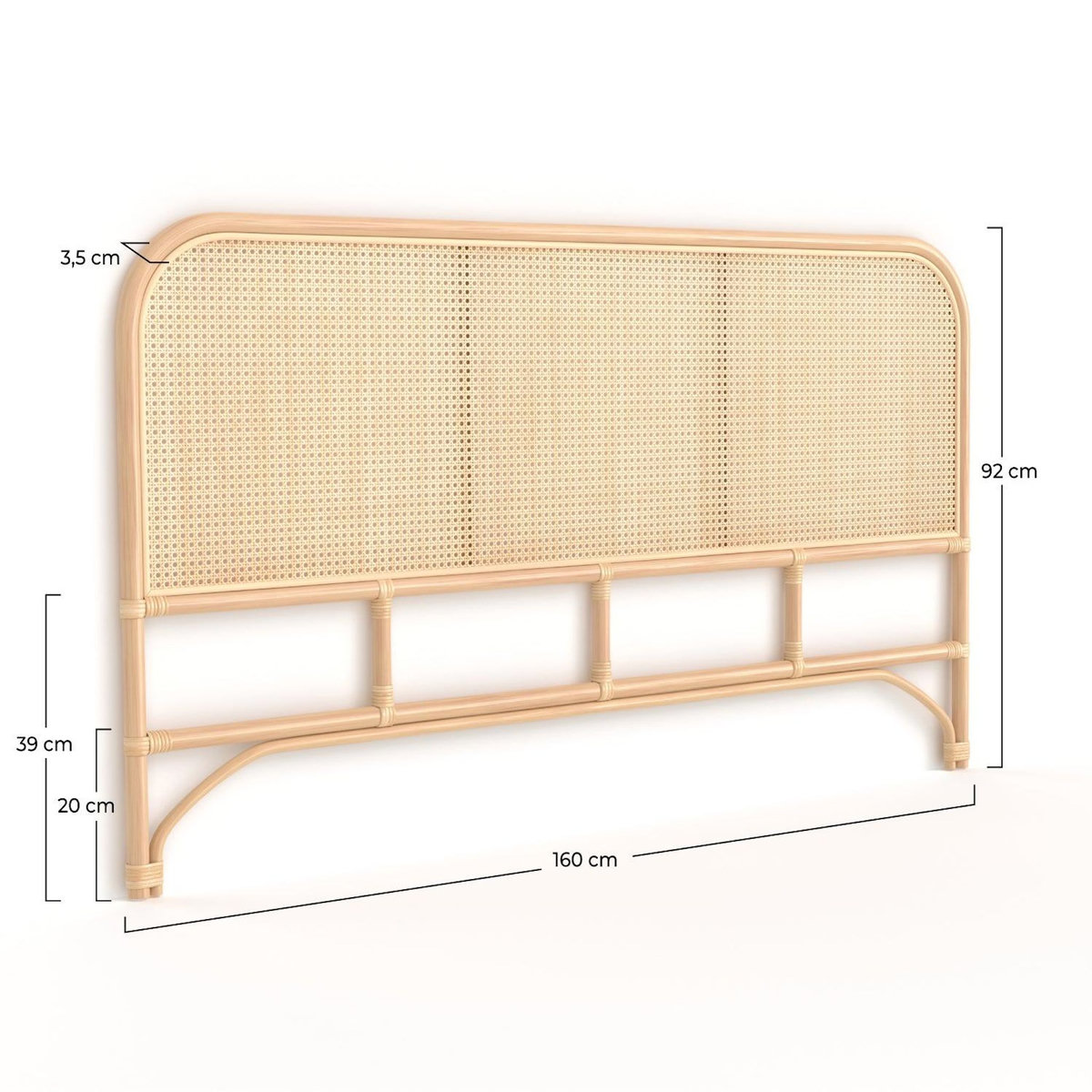 Rendez vous déco Tête de lit en rotin et cannage 160 cm-Naïra