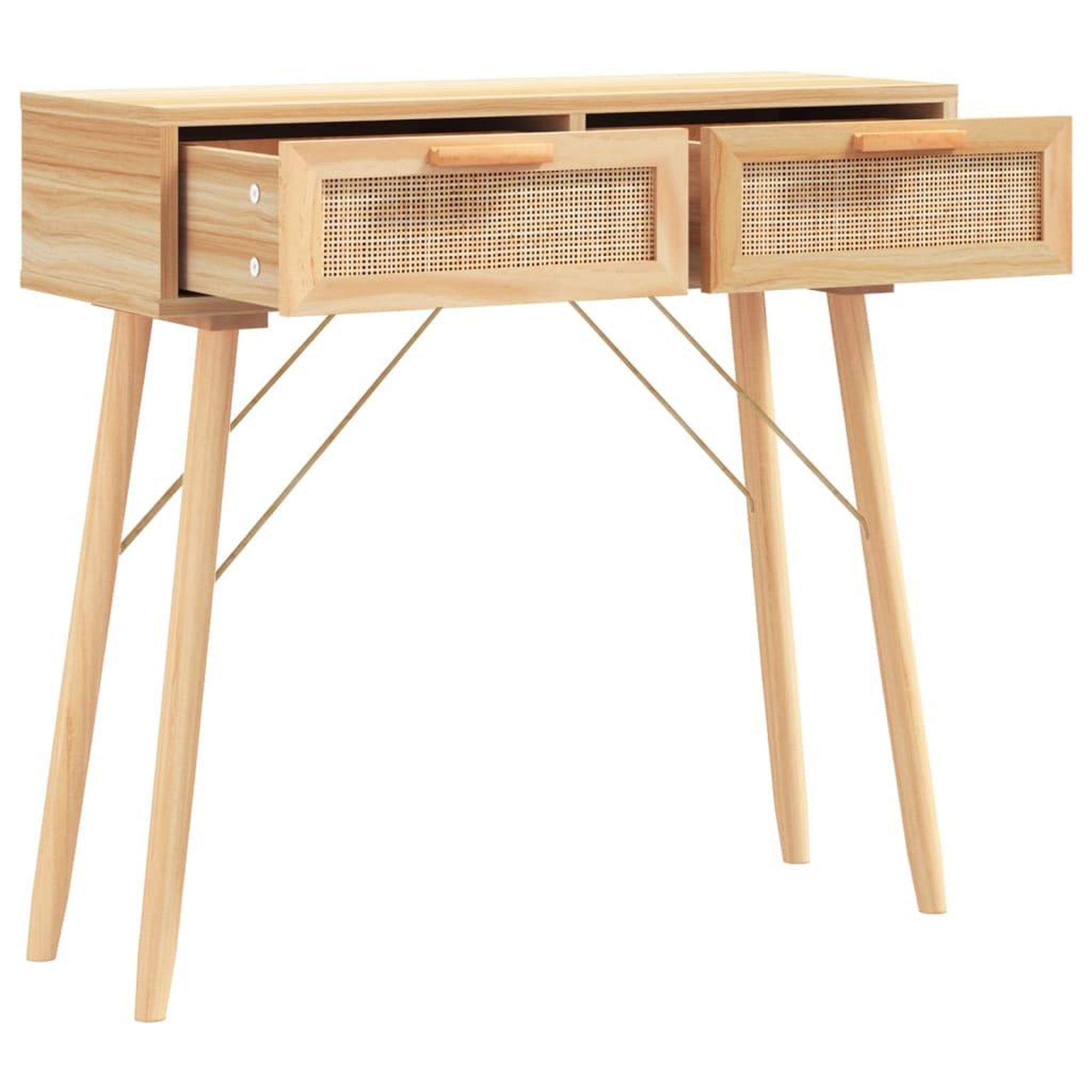 Voir la diapositive 3 : VIDAXL Table console Marron 80x30x75 cm Bois massif pin /rotin naturel