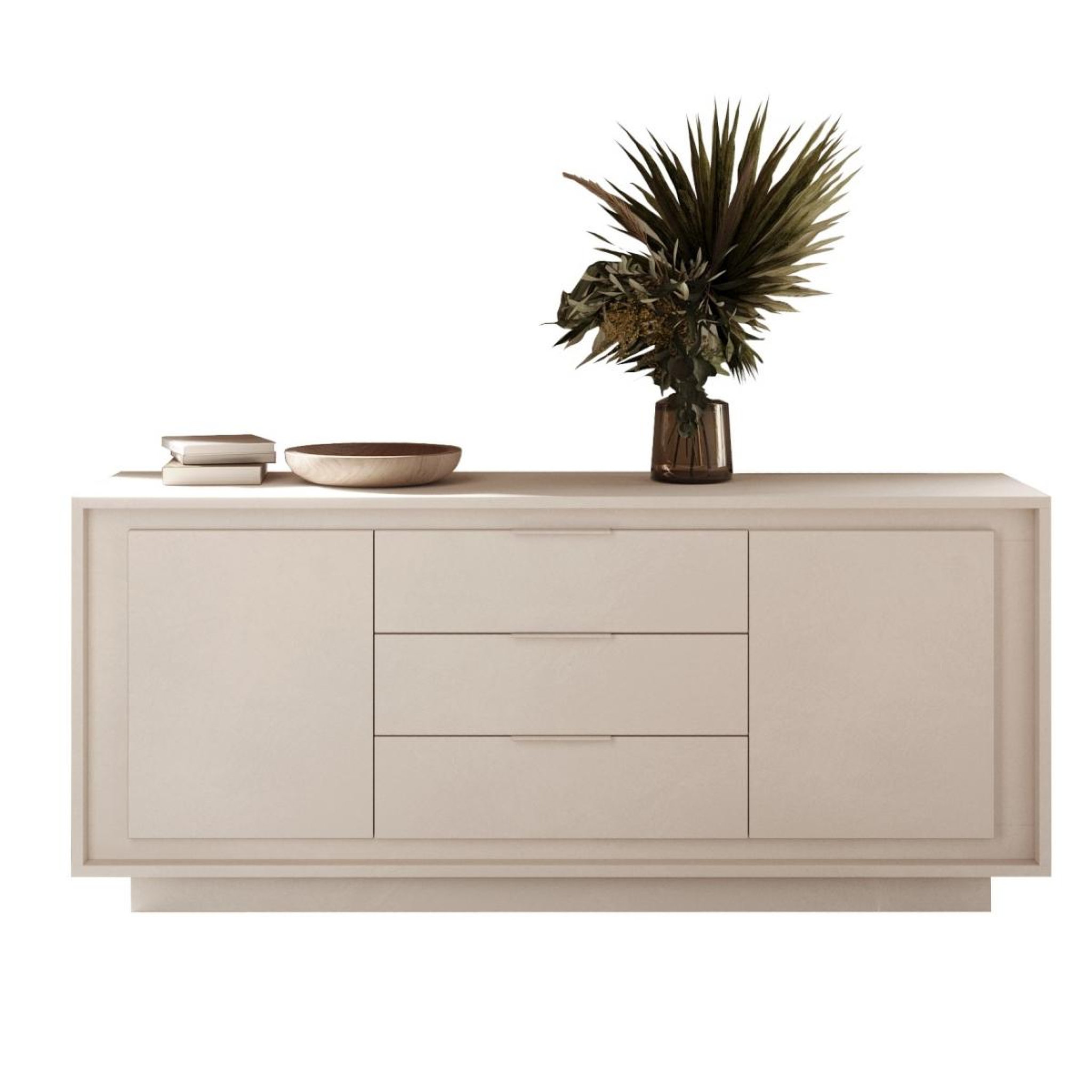 JLC KREATION Buffet bas design beige 2 portes-3 tiroirs 180cm yori