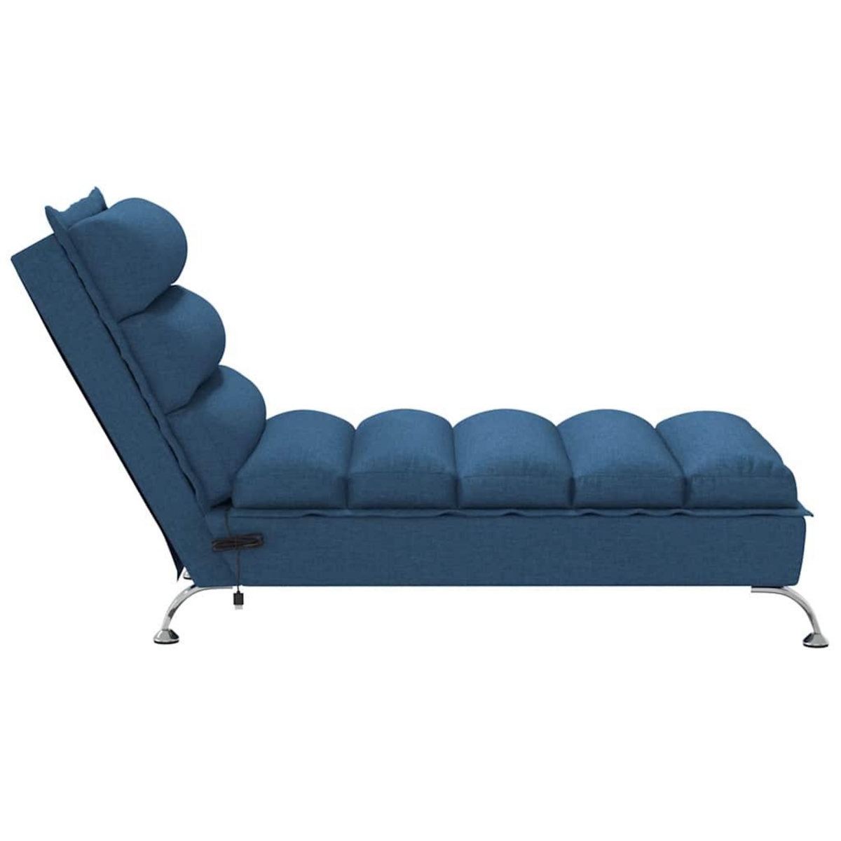VIDAXL Chaise longue de massage avec coussins bleu tissu