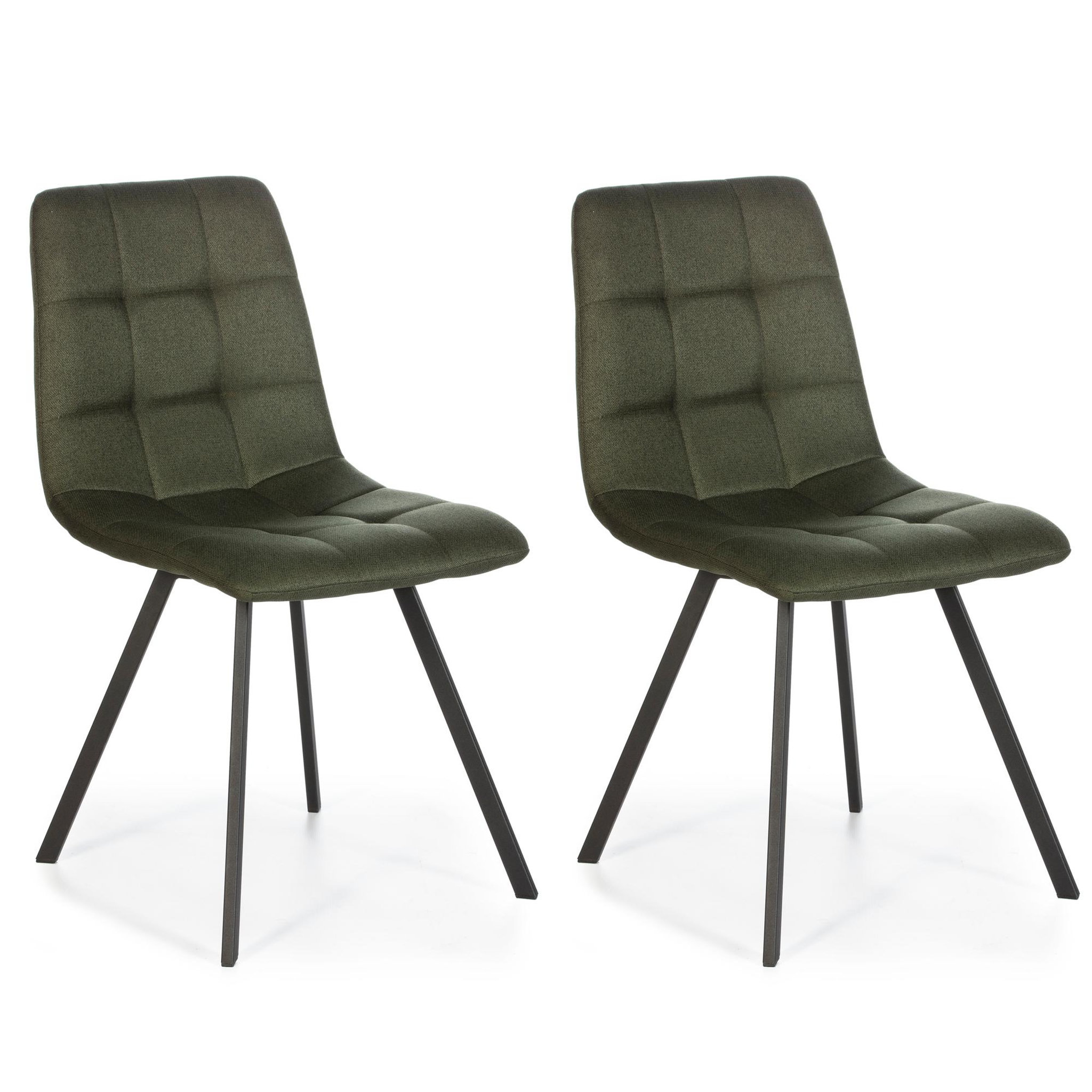 Voir la diapositive 1 : VS VENTA-STOCK Set de 2 chaises Salle à Manger Mila Tapissées Vert, 58 cm x 45 cm x 90 cm