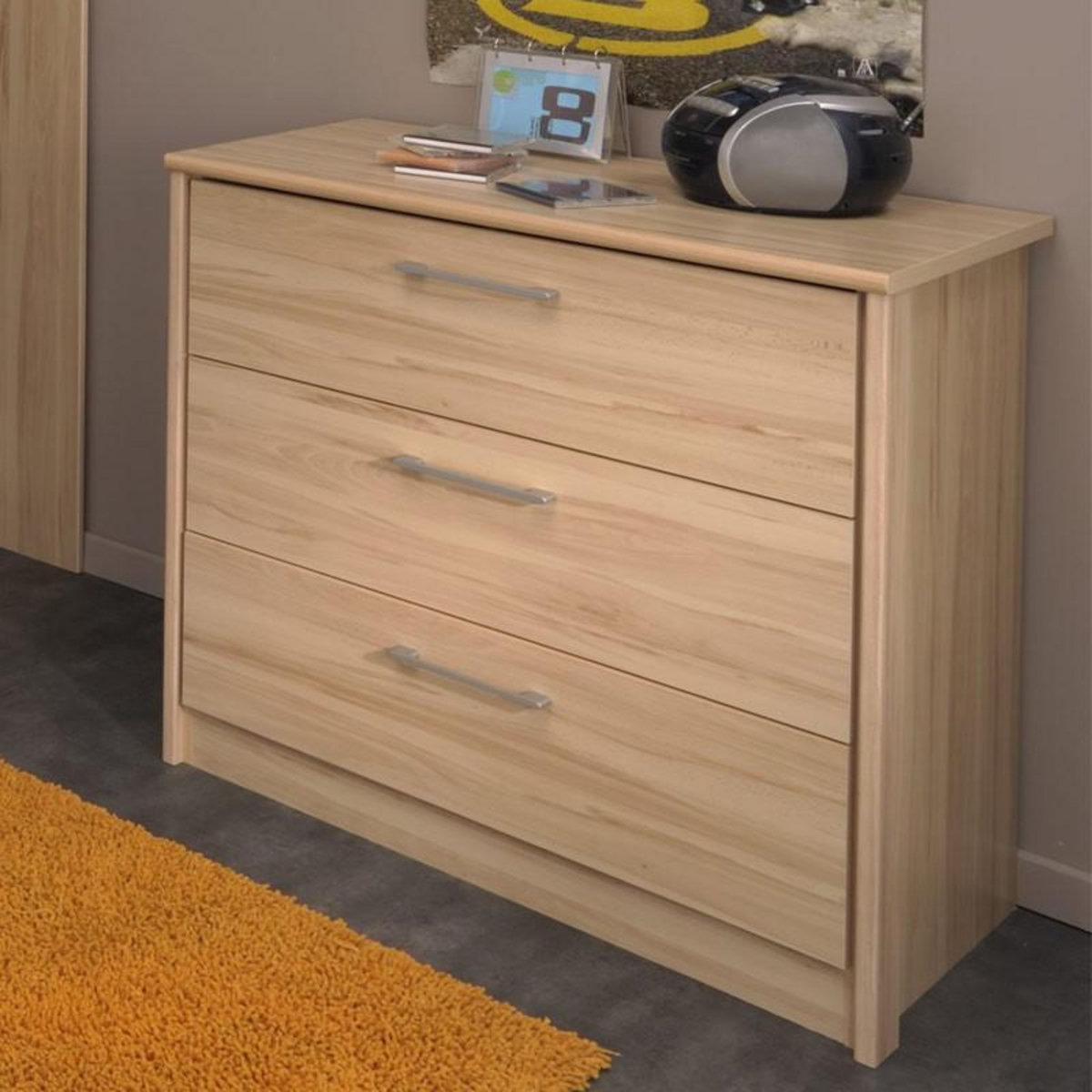 Paris Prix Commode 3 Tiroirs  Jordan  Bois Clair