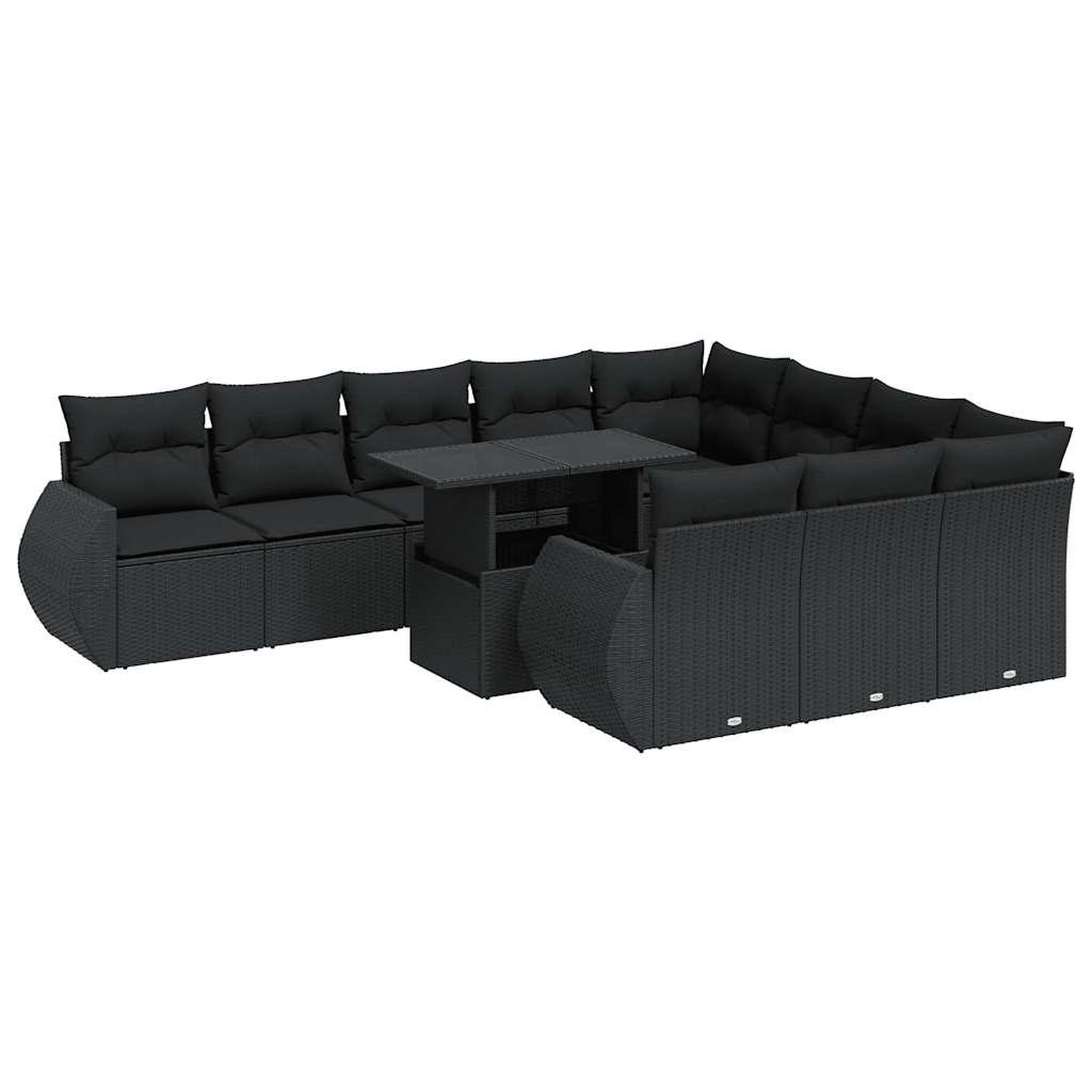 Voir la diapositive 2 : VIDAXL Salon de jardin 11 pcs avec coussins noir resine tressee