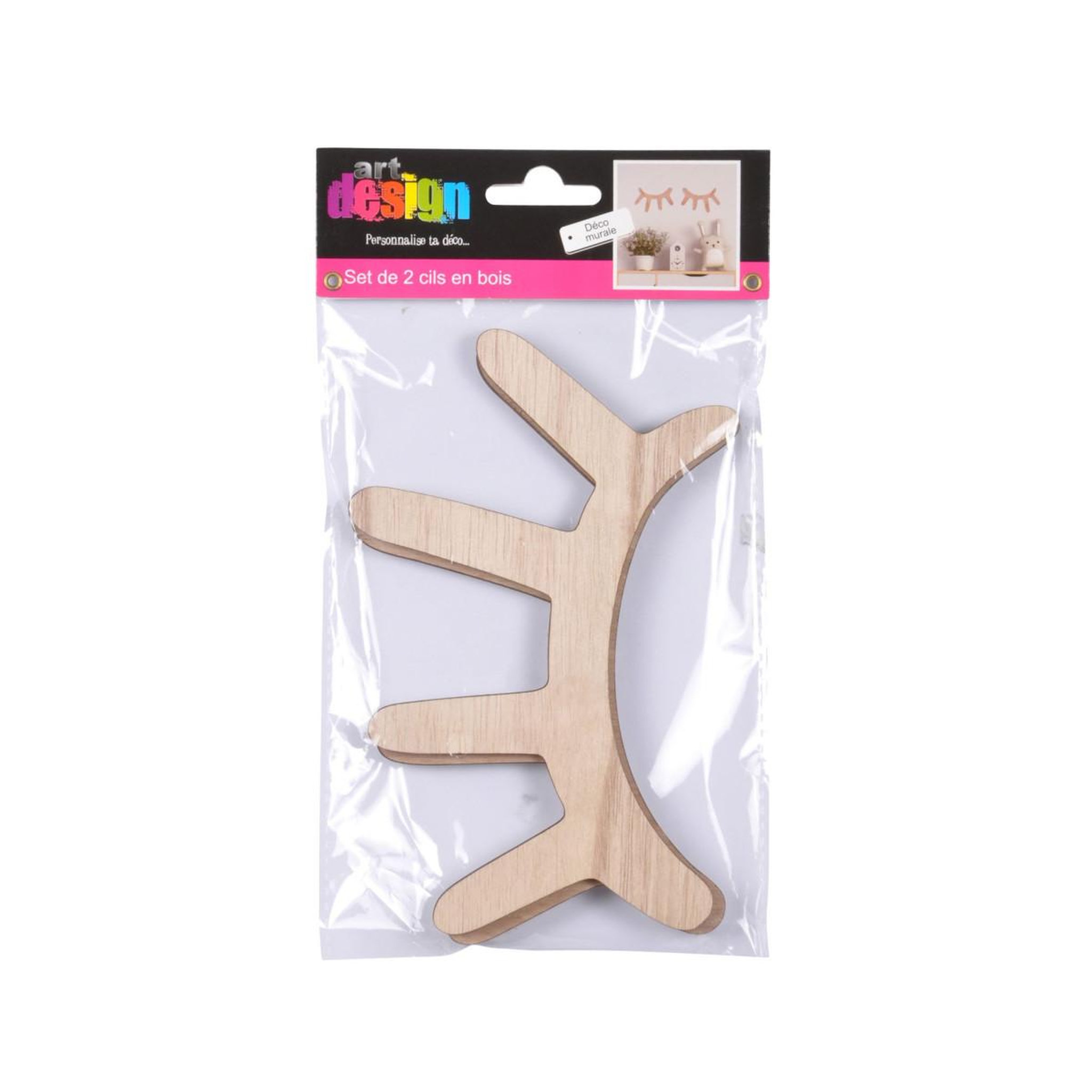 Voir la diapositive 2 : HOMEA Lot de 2 Cils à Décorer  Eyes  16cm Naturel