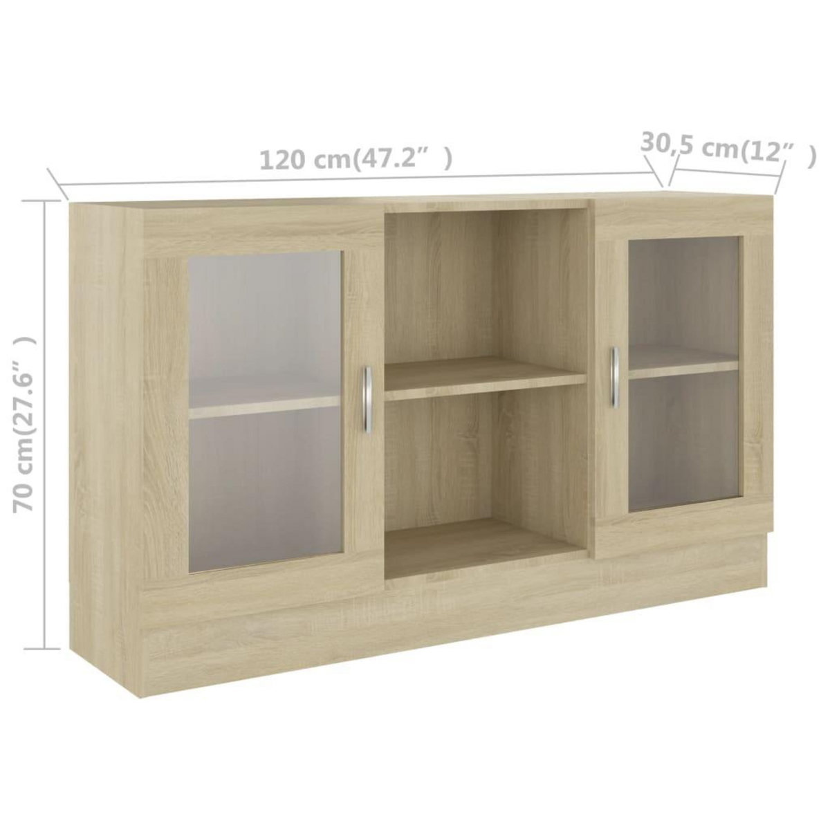 VIDAXL Armoire a vitrine Chene sonoma 120x30,5x70 cm Bois d'ingenierie